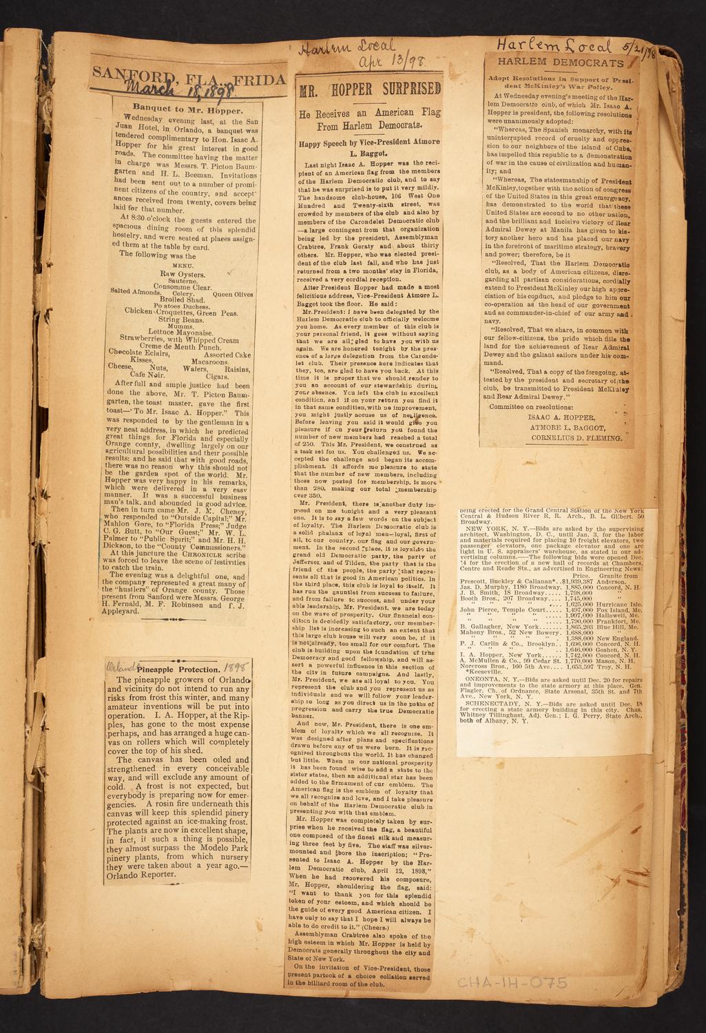 Isaac Hopper Scrapbook, page 75: 1898