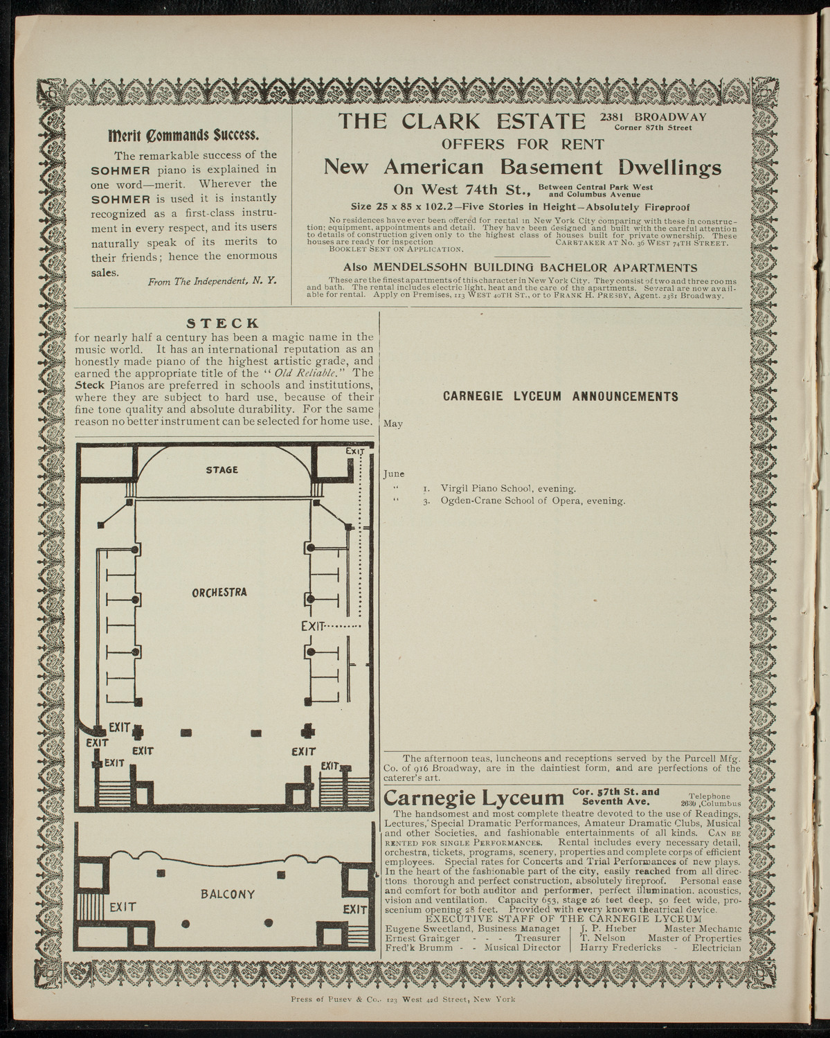 Century Theatre Club, May 27, 1905, program page 4