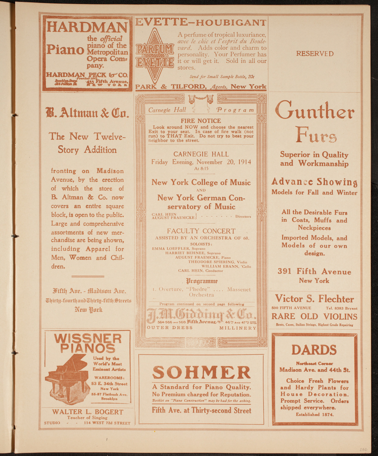 New York College of Music and New York German Conservatory of Music Faculty Concert, November 20, 1914, program page 5