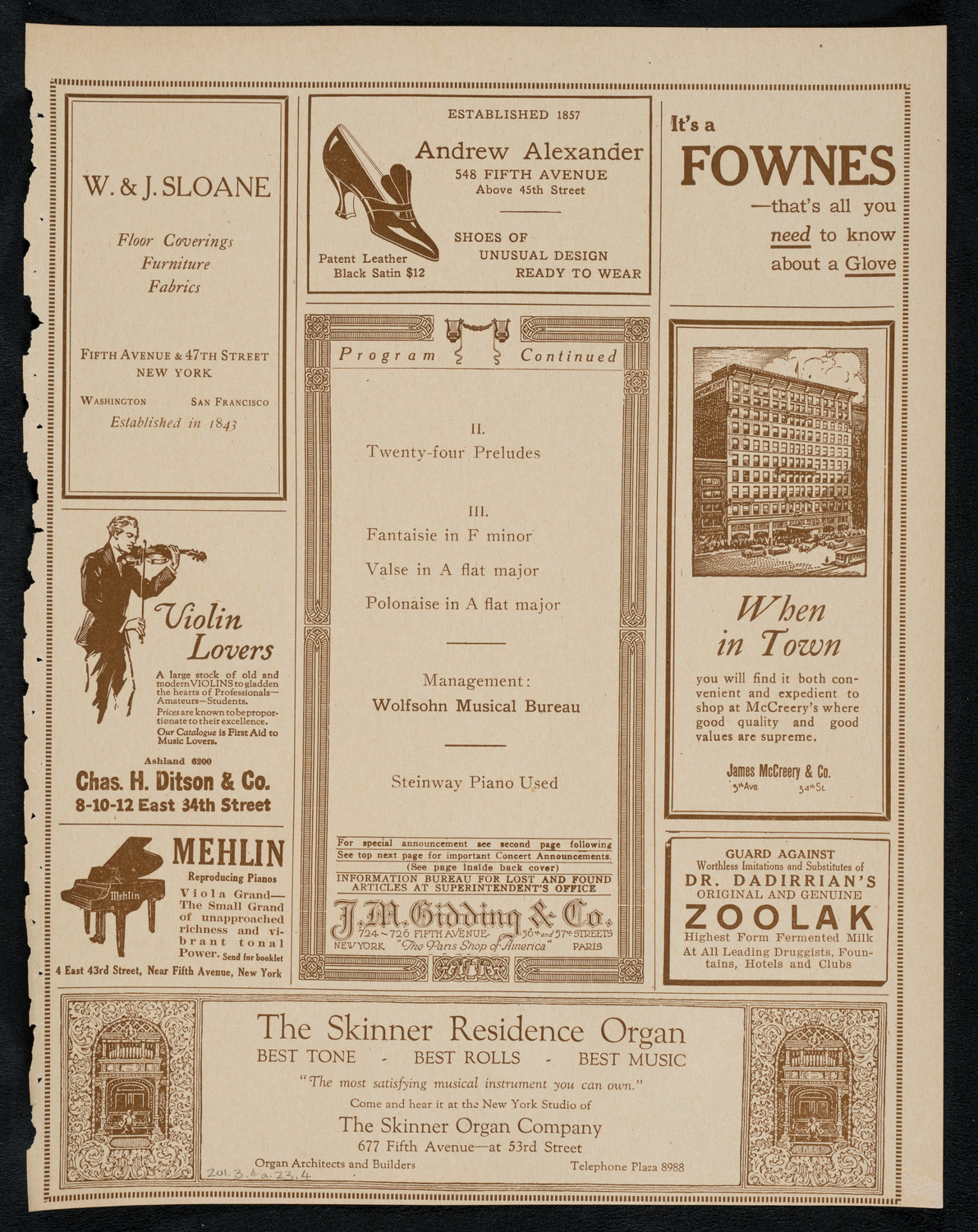 Josef Hofmann, Piano, March 4, 1923, program page 7