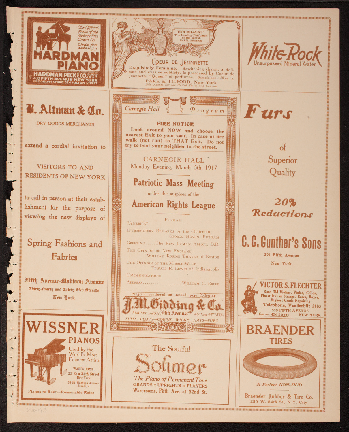 Meeting: American Rights League, March 5, 1917, program page 5