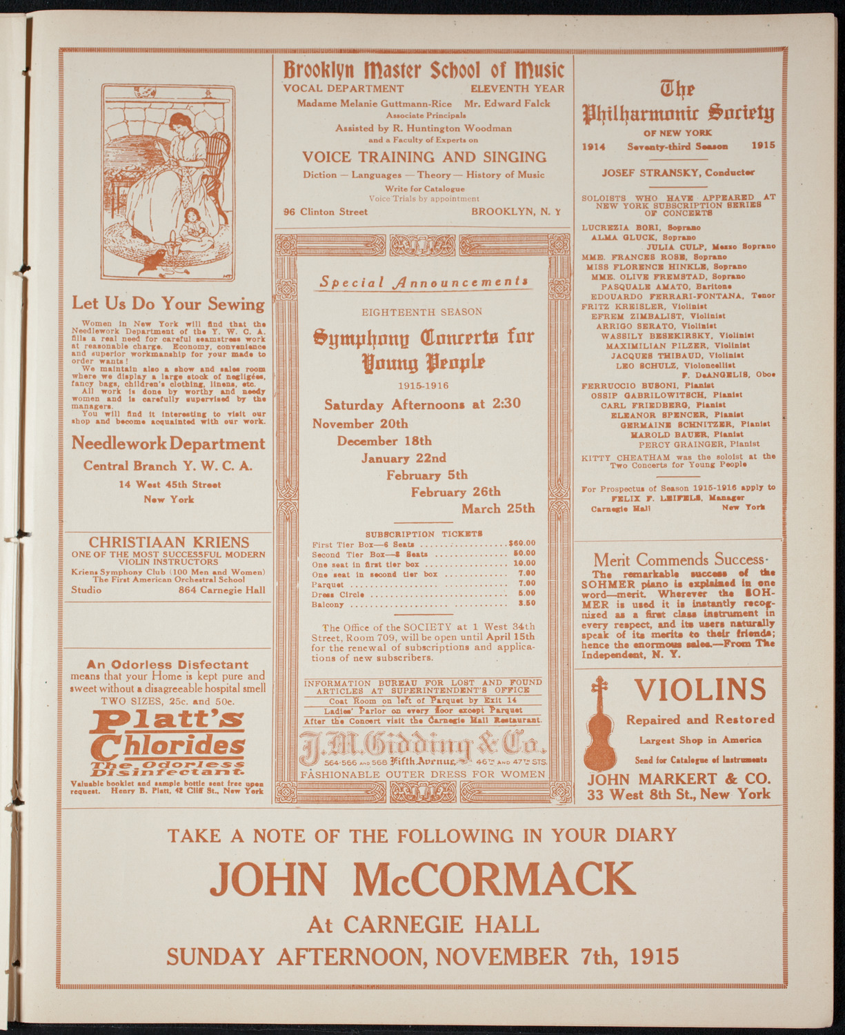 Meeting: The Humanitarian Cult, May 19, 1915, program page 9