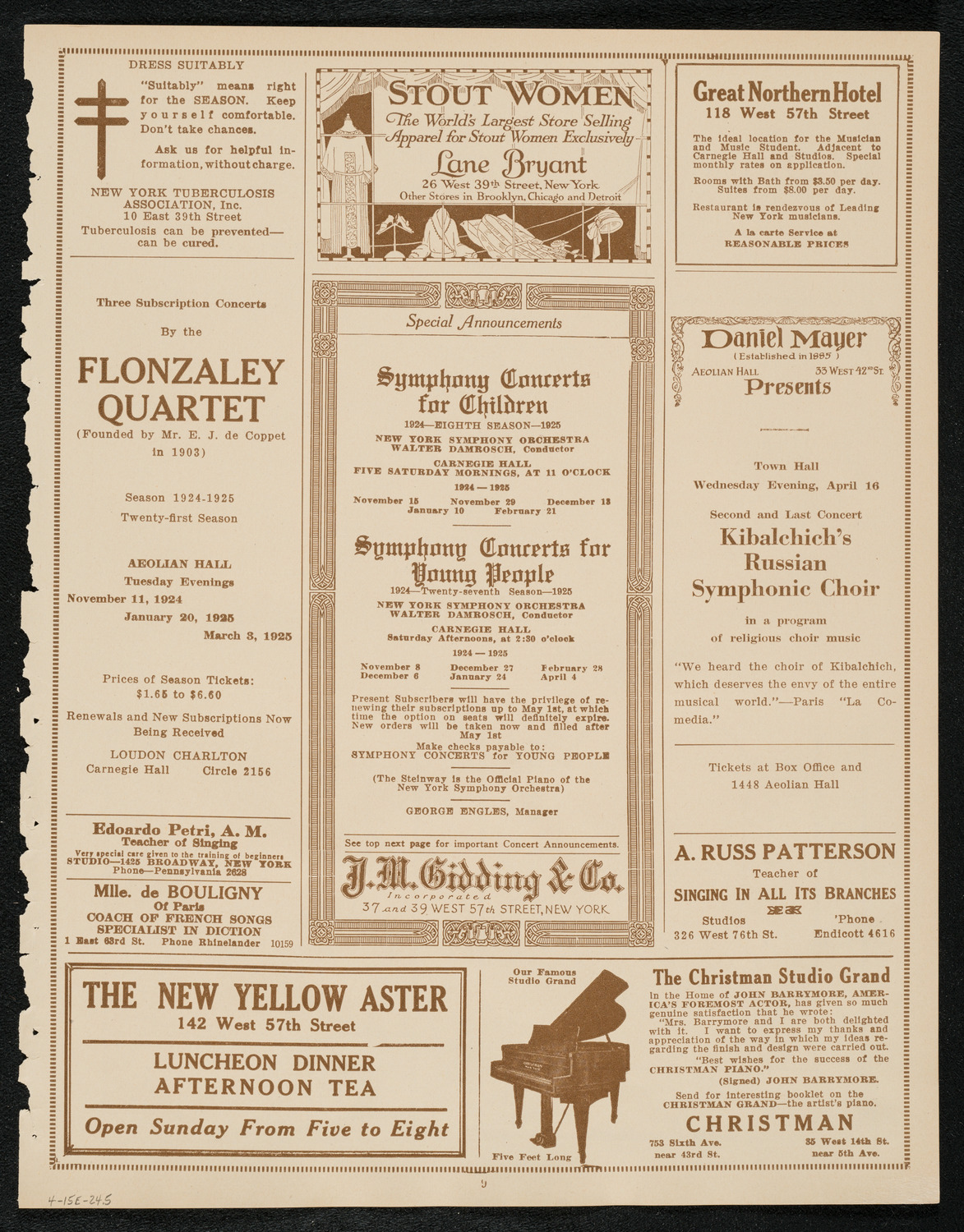 Philadelphia Orchestra, April 15, 1924, program page 9