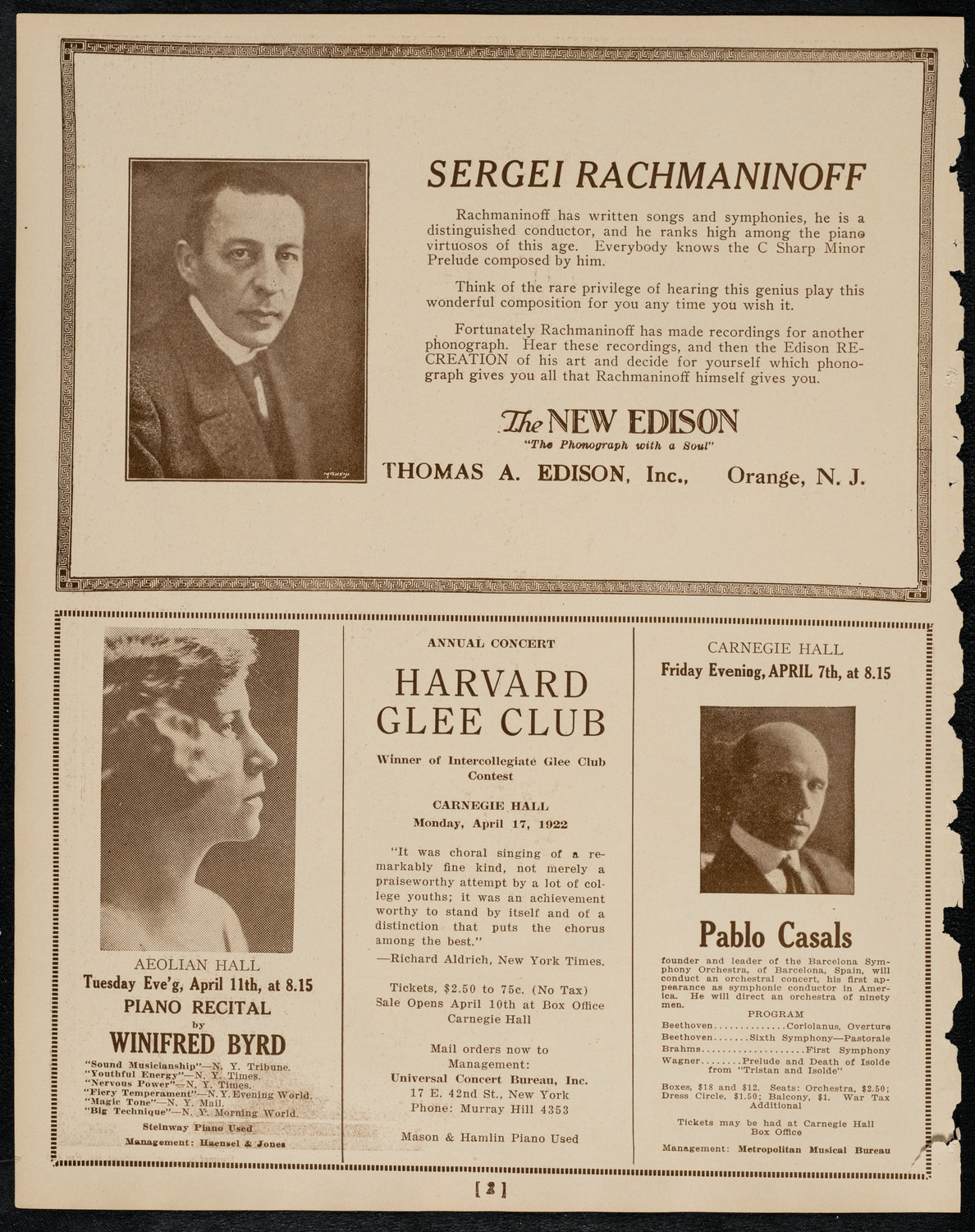 Toronto Mendelssohn Choir, April 4, 1922, program page 2