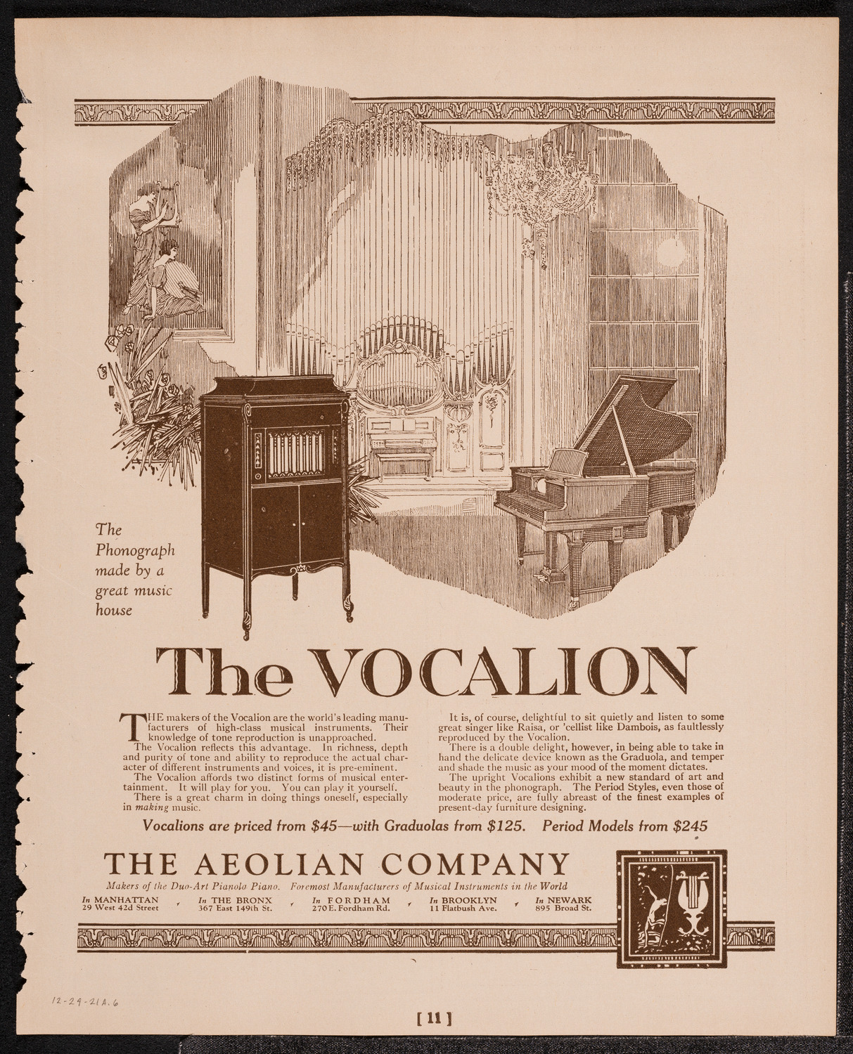 New York Symphony Orchestra, December 29, 1921, program page 11