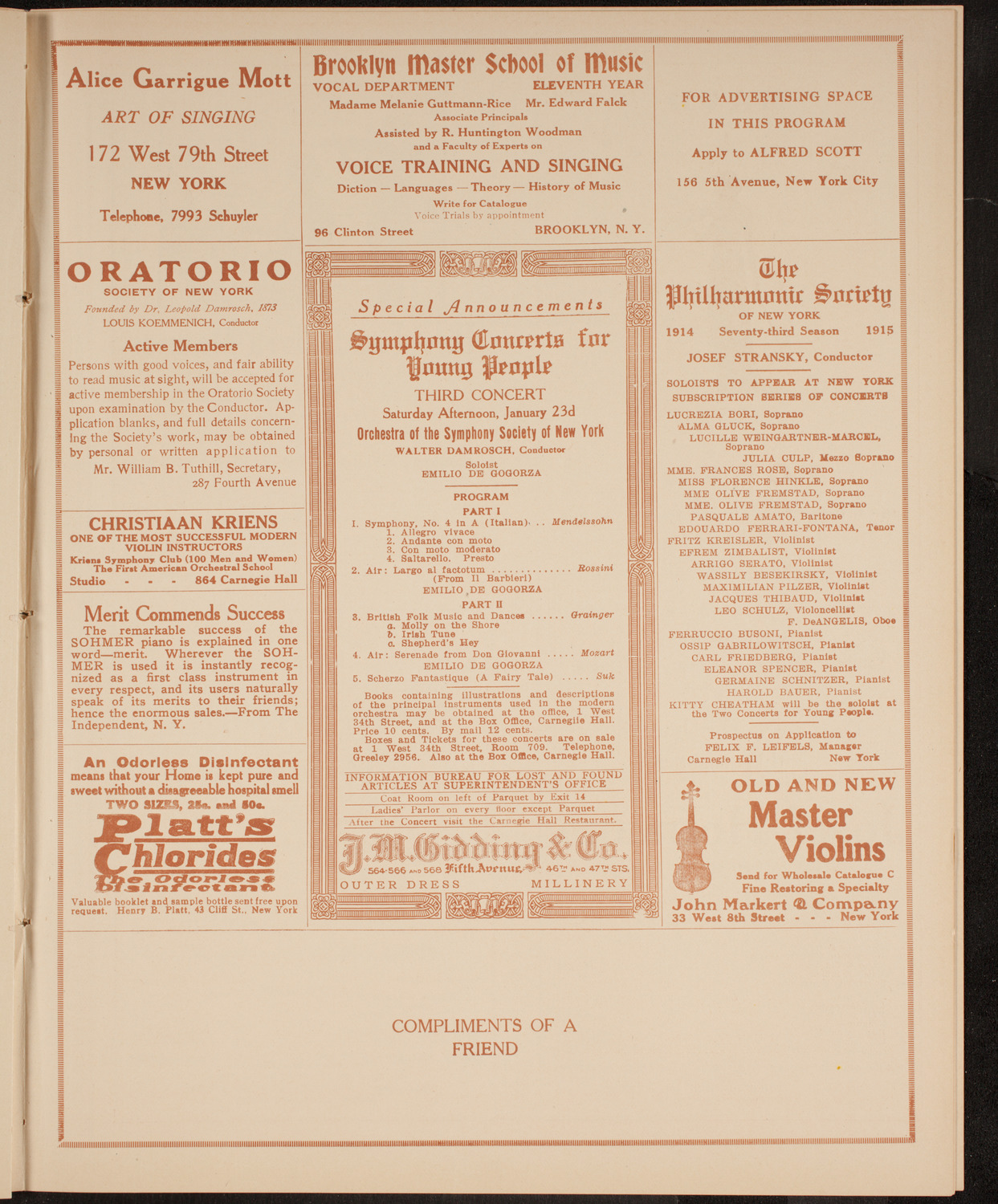 Fritz Kreisler, Violin, December 30, 1914, program page 13