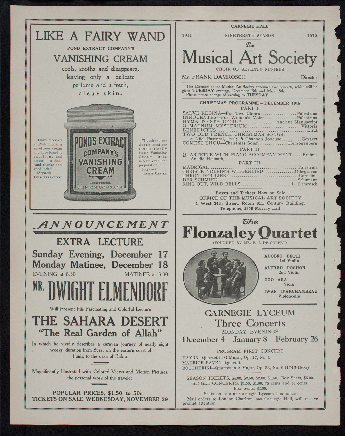 New York Philharmonic, November 23, 1911, program page 8