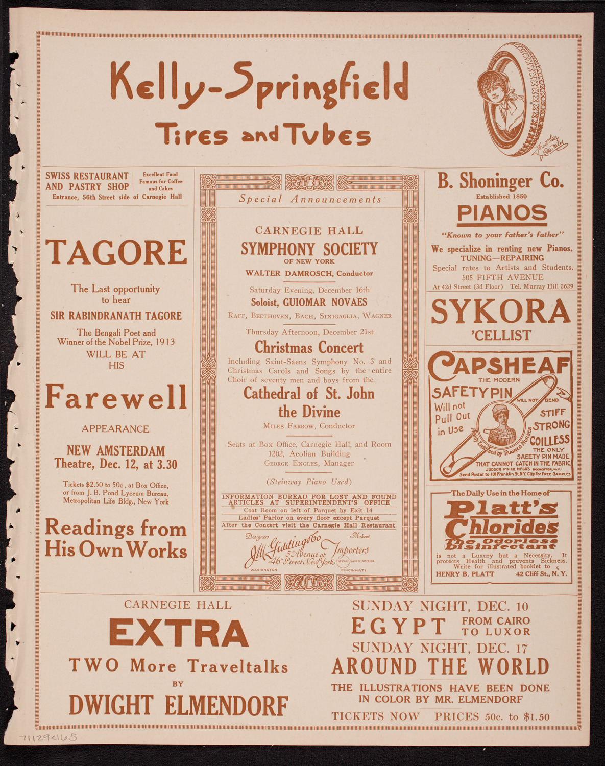 New York Philharmonic, December 9, 1916, program page 9