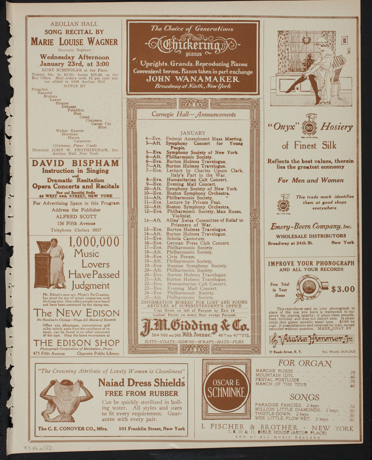 New York Philharmonic, January 4, 1918, program page 3