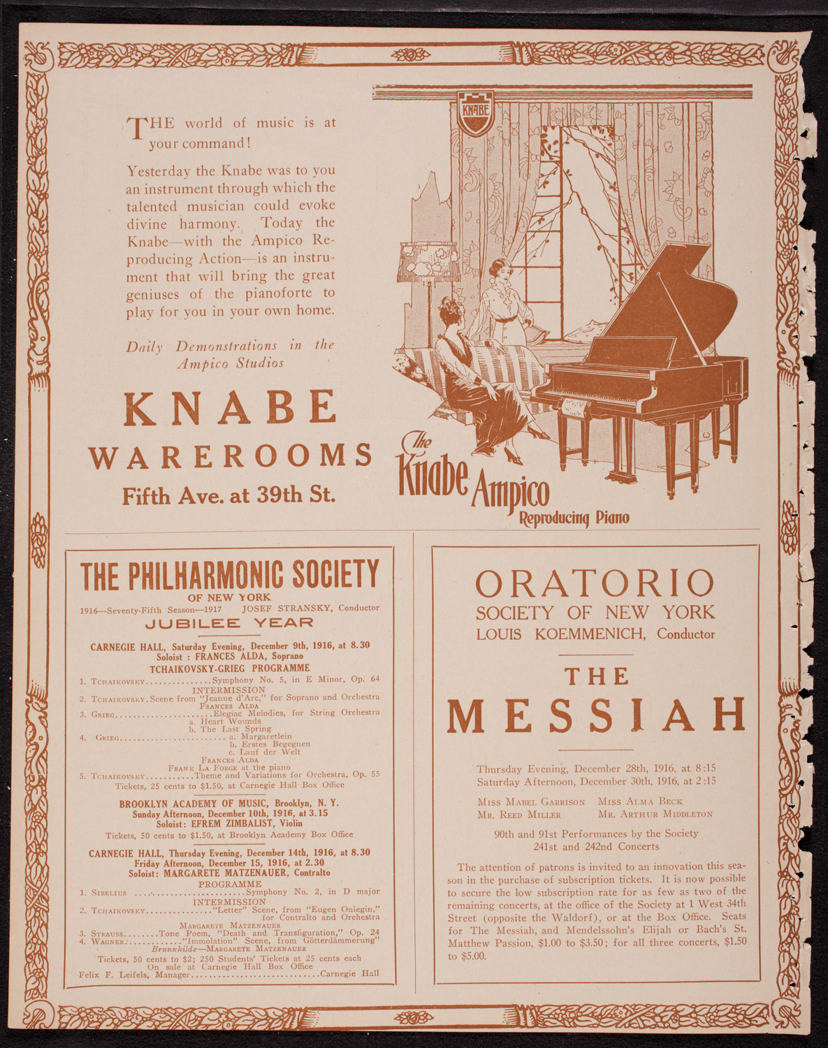 Mischa Elman, Violin, December 9, 1916, program page 14