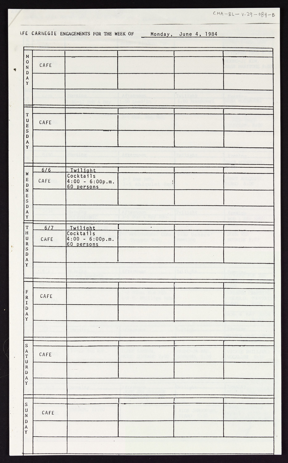 Carnegie Hall Booking Ledger, volume 29, page 84b