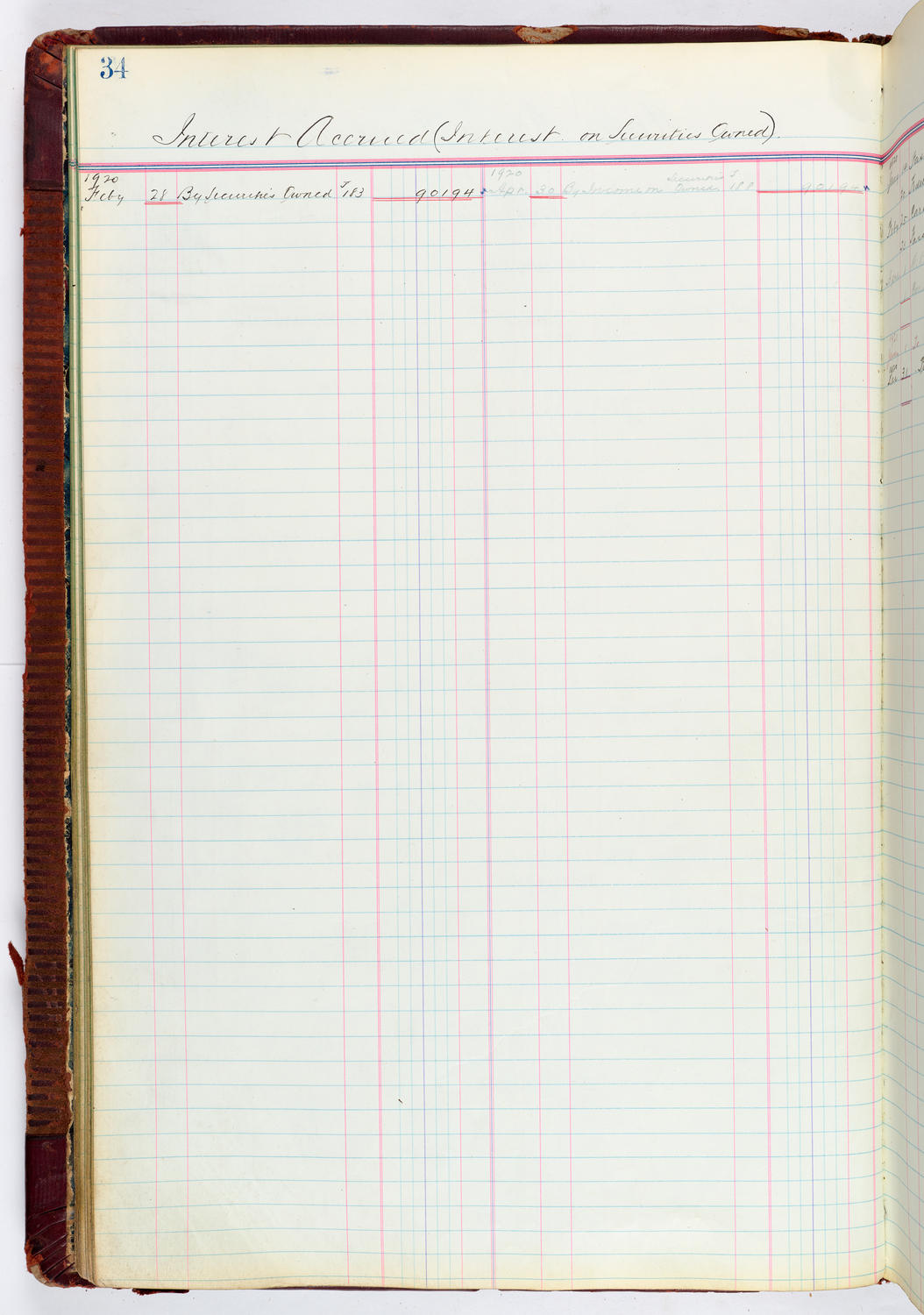 Music Hall Accounting Ledger, volume 4, page 34