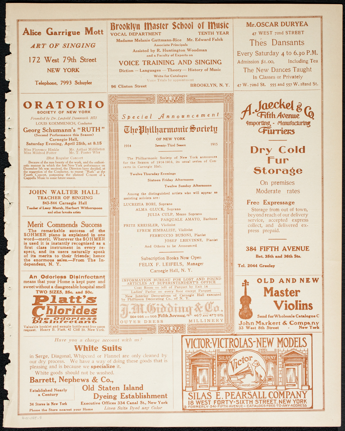 Socialist Music Festival, April 11, 1914, program page 9