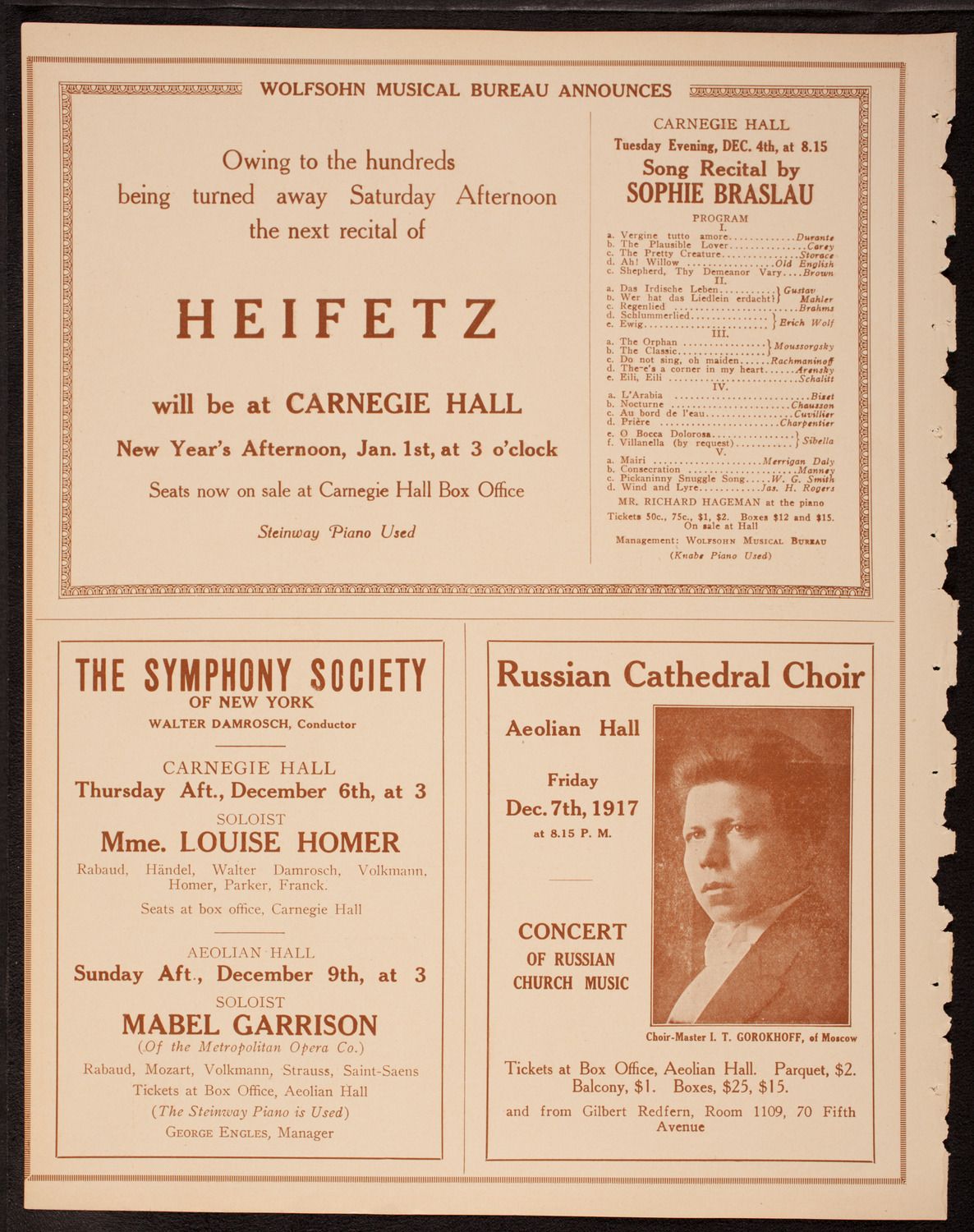 New York Symphony Orchestra, December 1, 1917, program page 8