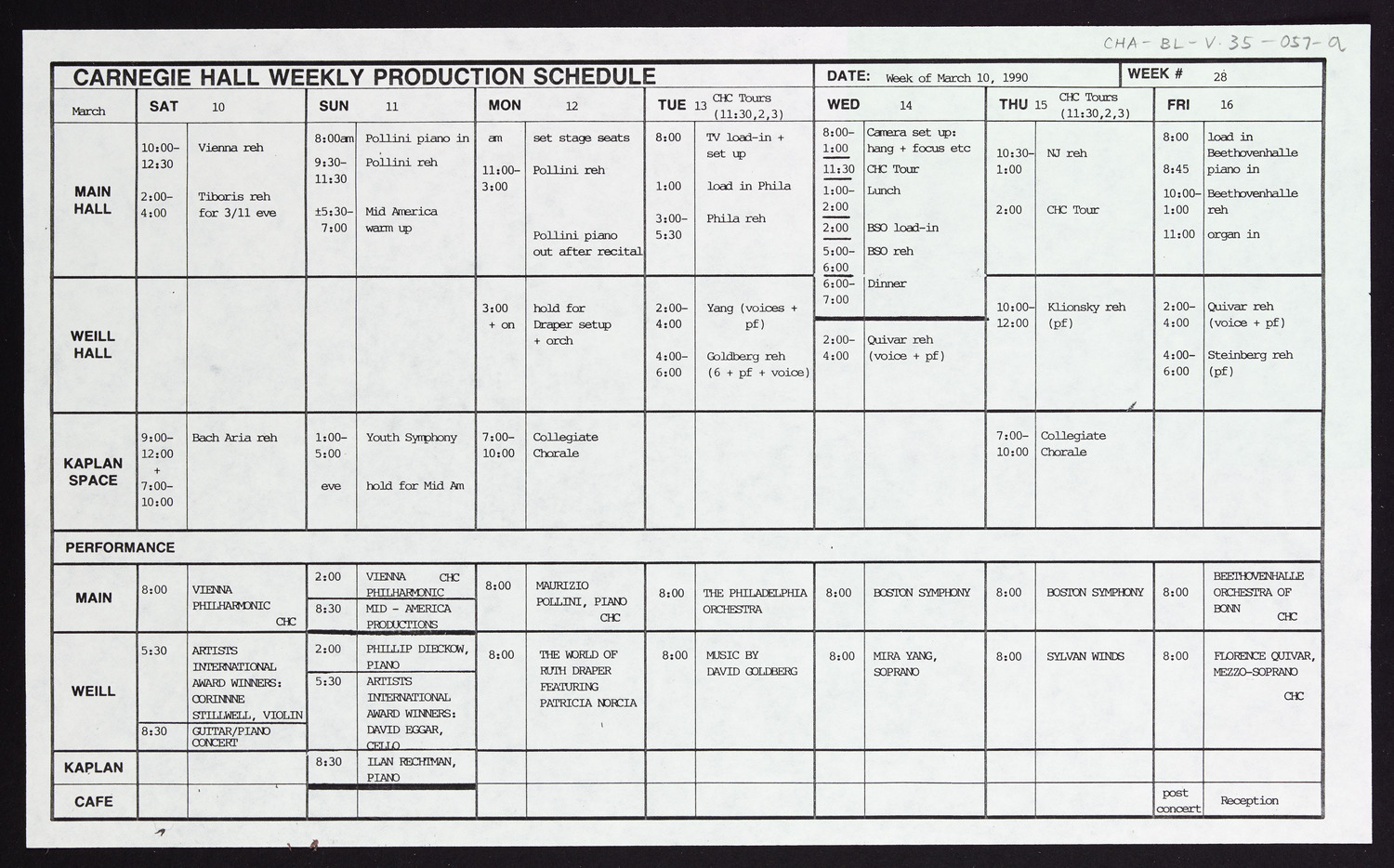 Carnegie Hall Booking Ledger, volume 35, page 57a