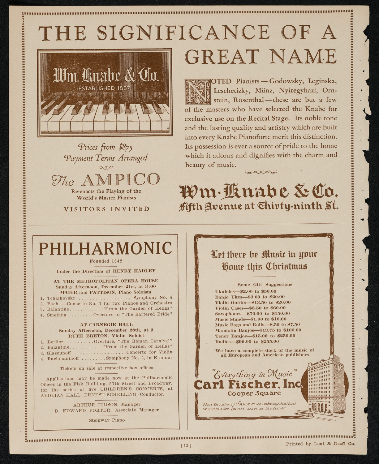 New York Philharmonic, December 18, 1924, program page 12