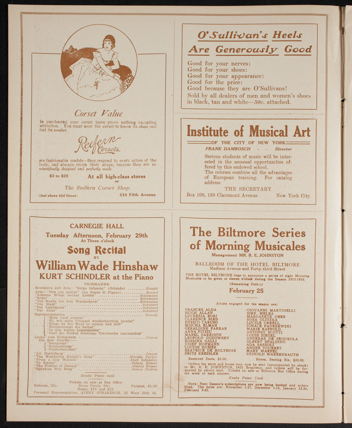 Lecture by Frederick A. Kuenzli, February 16, 1916, program page 2