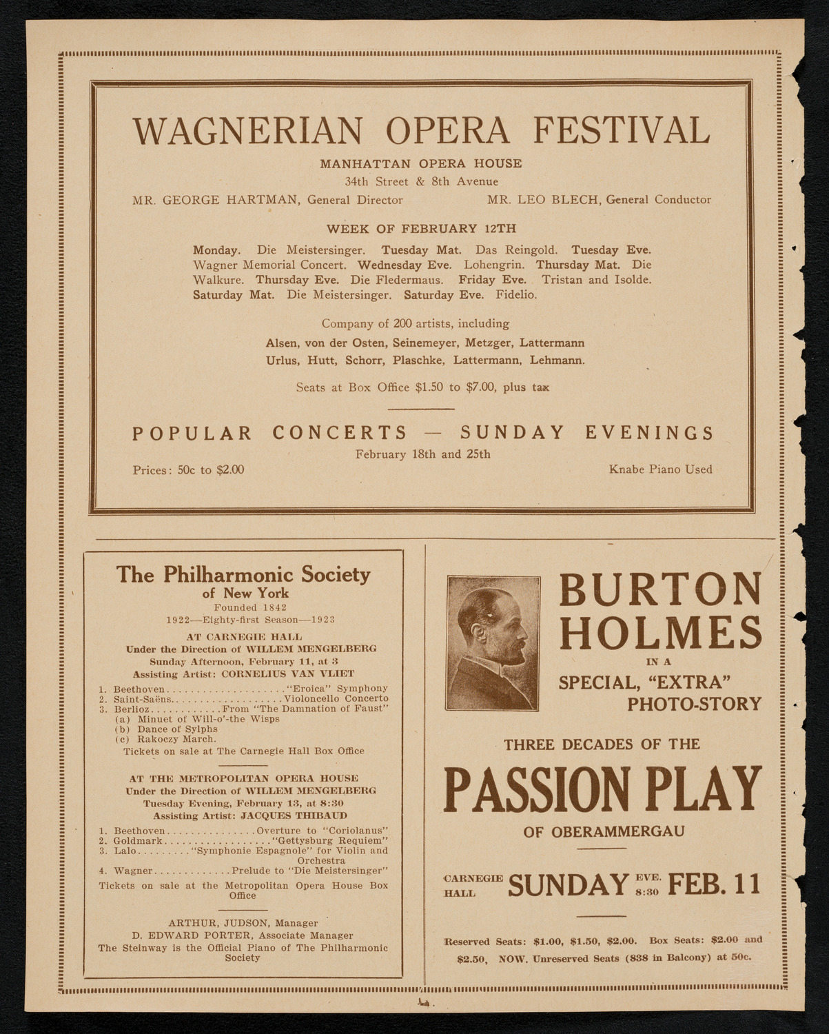New York Philharmonic, February 9, 1923, program page 12