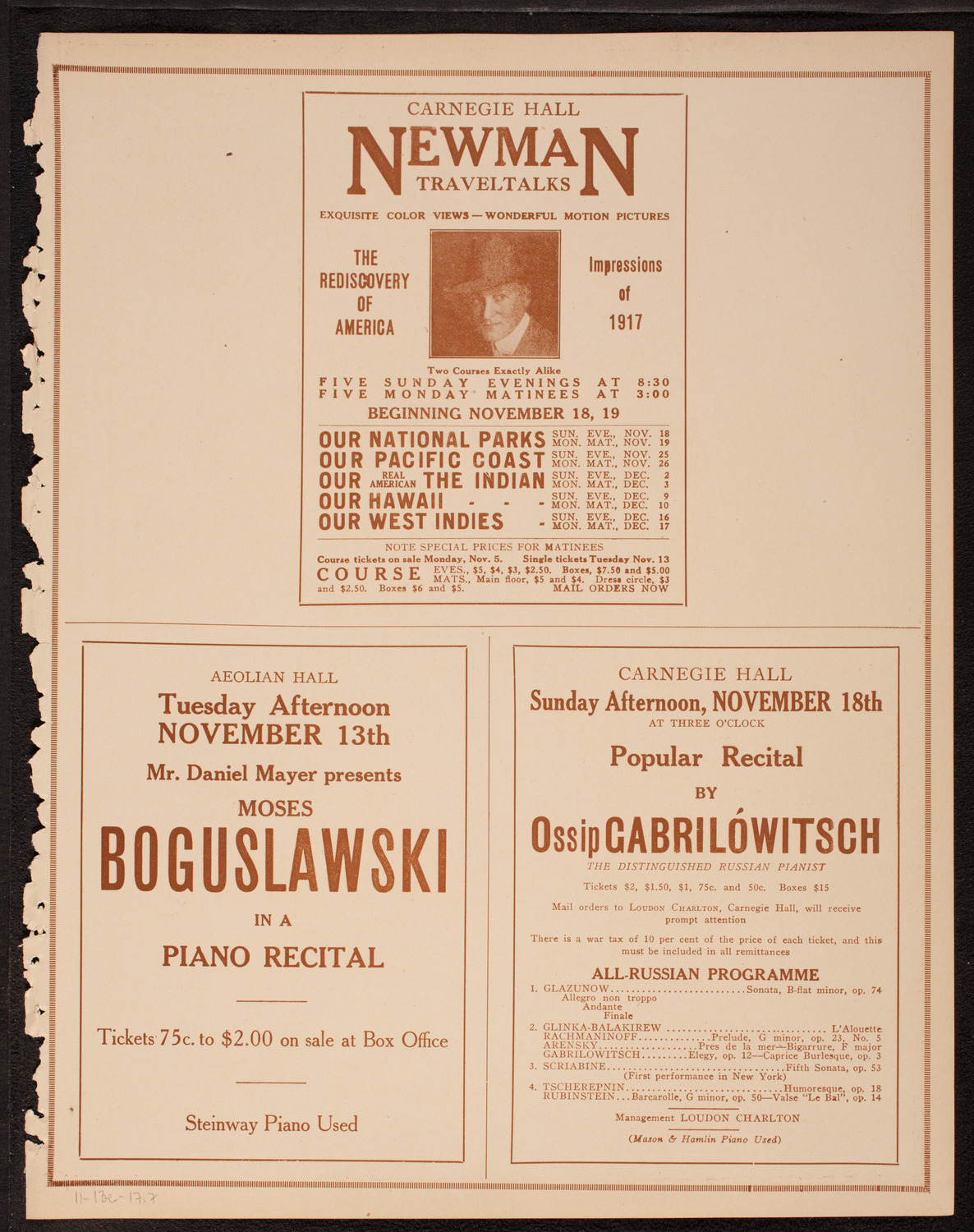 Frances Alda, Soprano, November 13, 1917, program page 13
