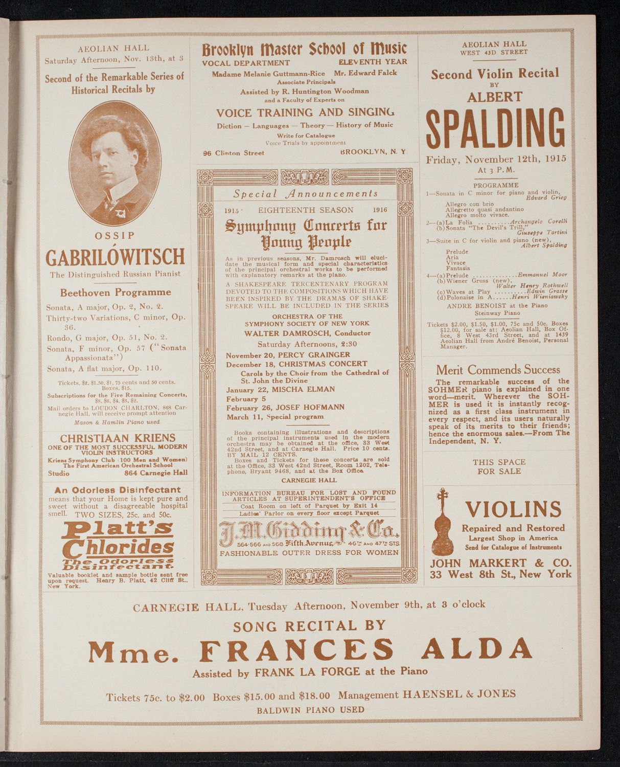 Percy Hemus, Baritone, November 8, 1915, program page 9