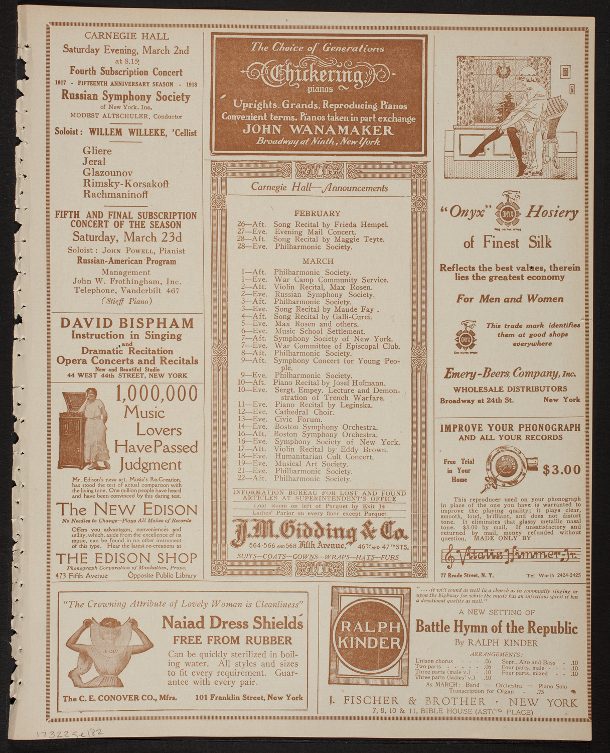 Meeting: Girls' Patriotic Service League, February 25, 1918, program page 3
