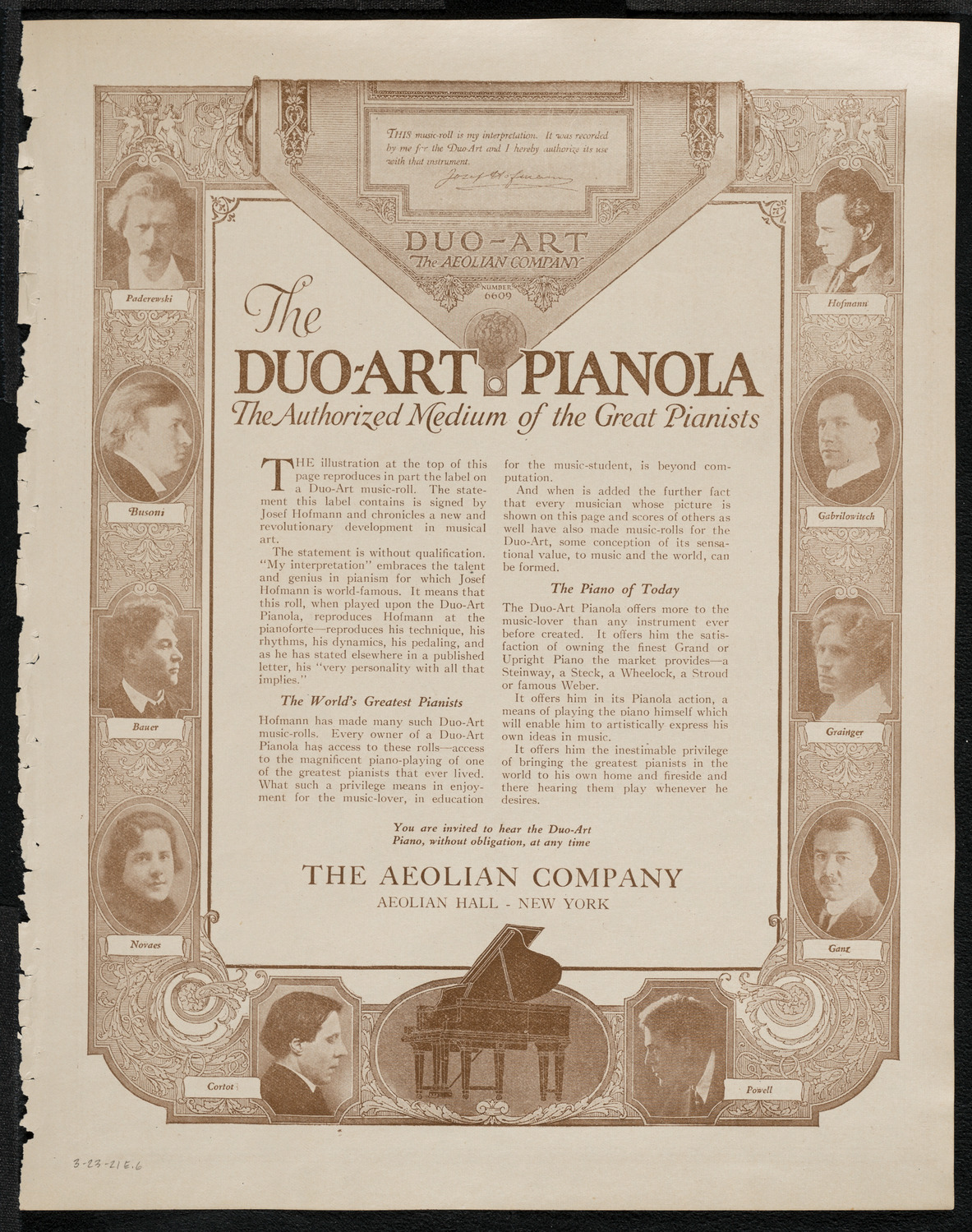 National Symphony Orchestra, March 23, 1921, program page 11