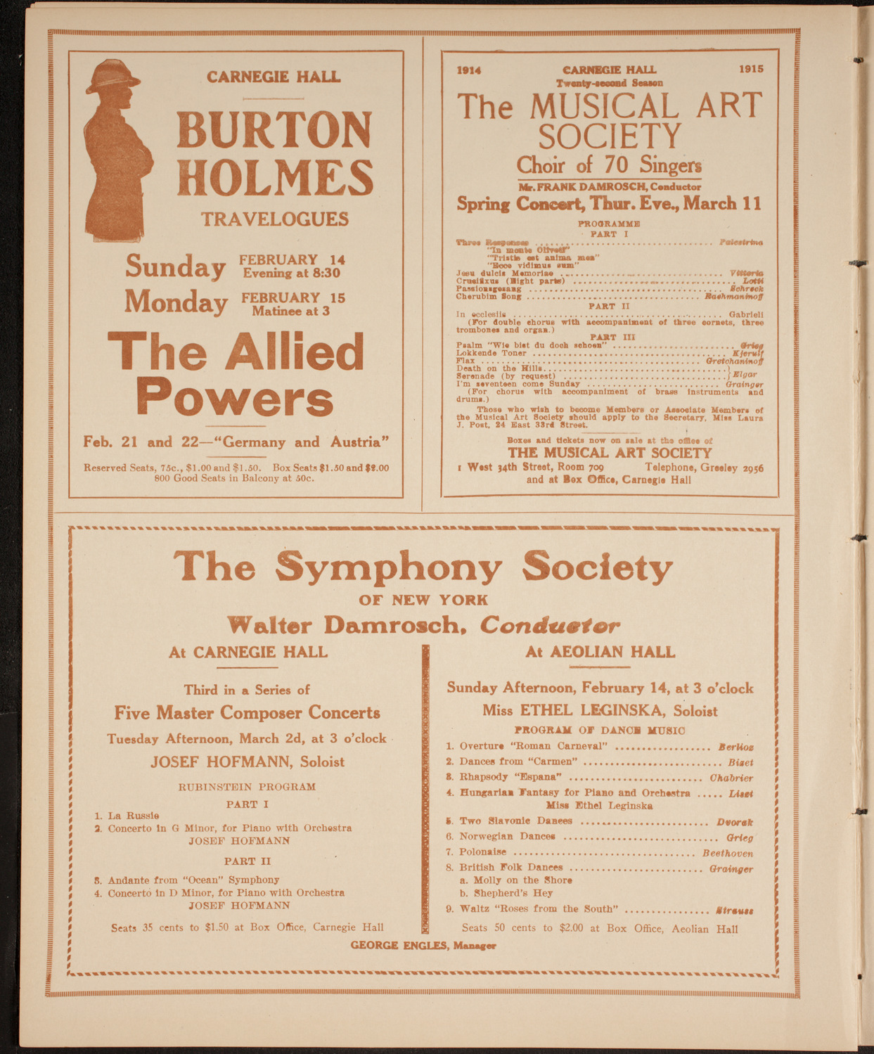 New York Philharmonic, February 12, 1915, program page 8