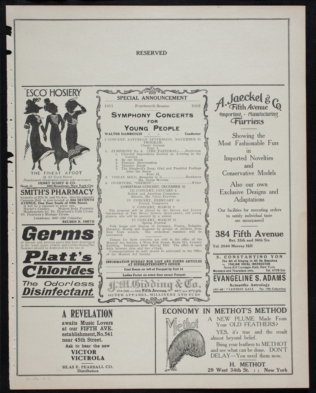 Vladimir de Pachmann, Piano, October 20, 1911, program page 9