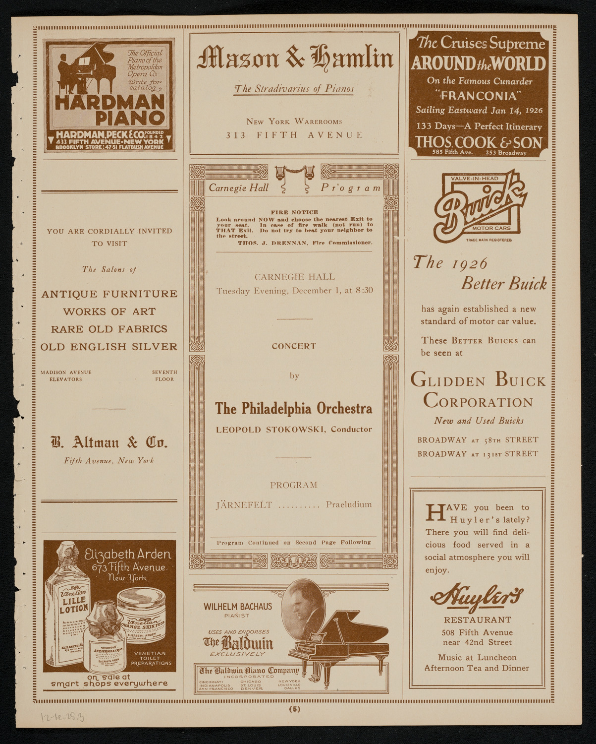 Philadelphia Orchestra, December 1, 1925, program page 5