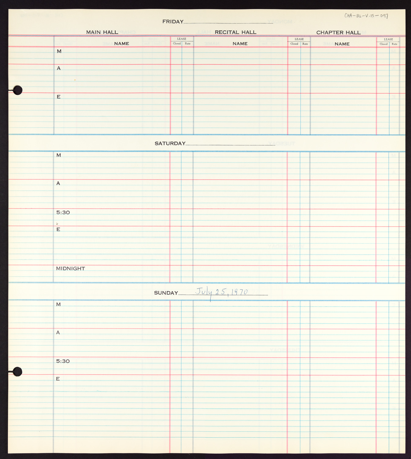 Carnegie Hall Booking Ledger, volume 15, page 97