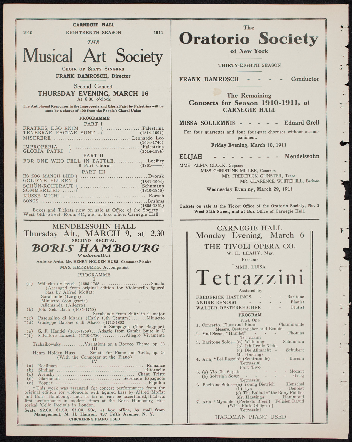 Farnsworth's Travel Talks, March 5, 1911, program page 10