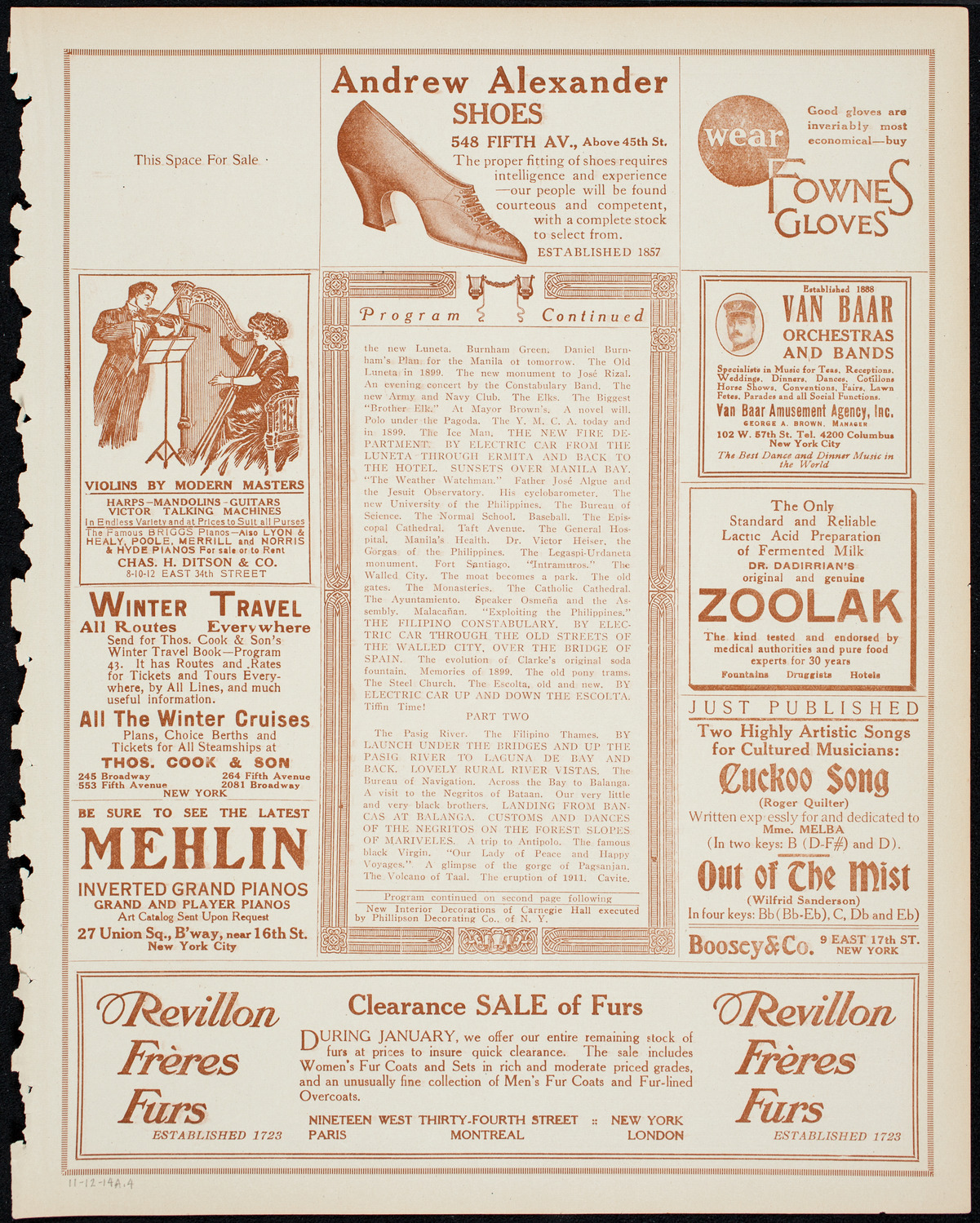 Burton Holmes Travelogue: The New Manila, January 12, 1914, program page 7