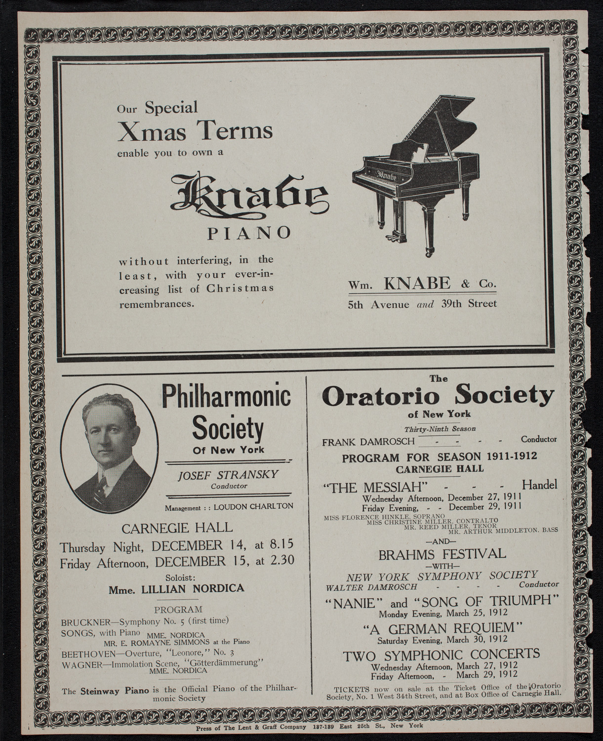 Harold Bauer, Piano, December 12, 1911, program page 12