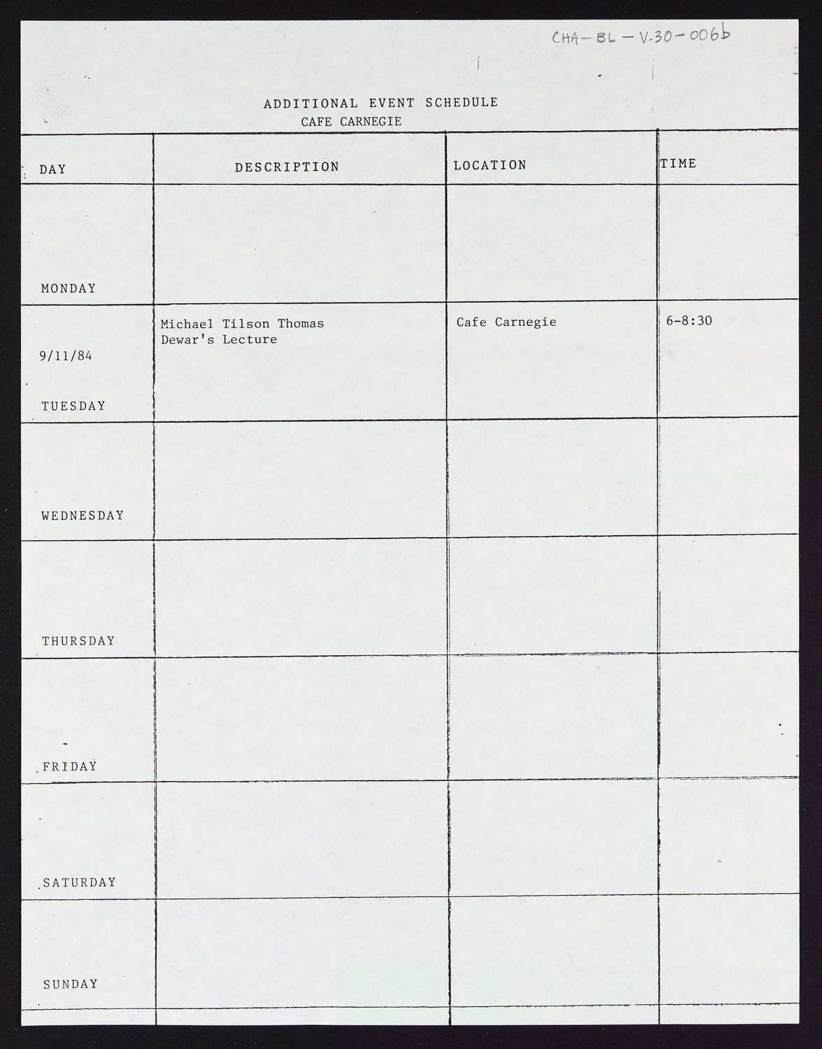 Carnegie Hall Booking Ledger, volume 30, page 6b