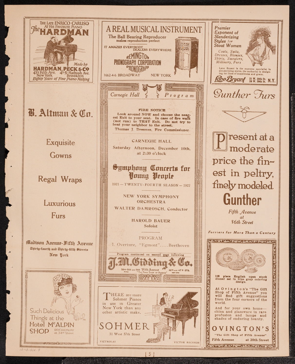 Symphony Concert for Young People, December 10, 1921, program page 5