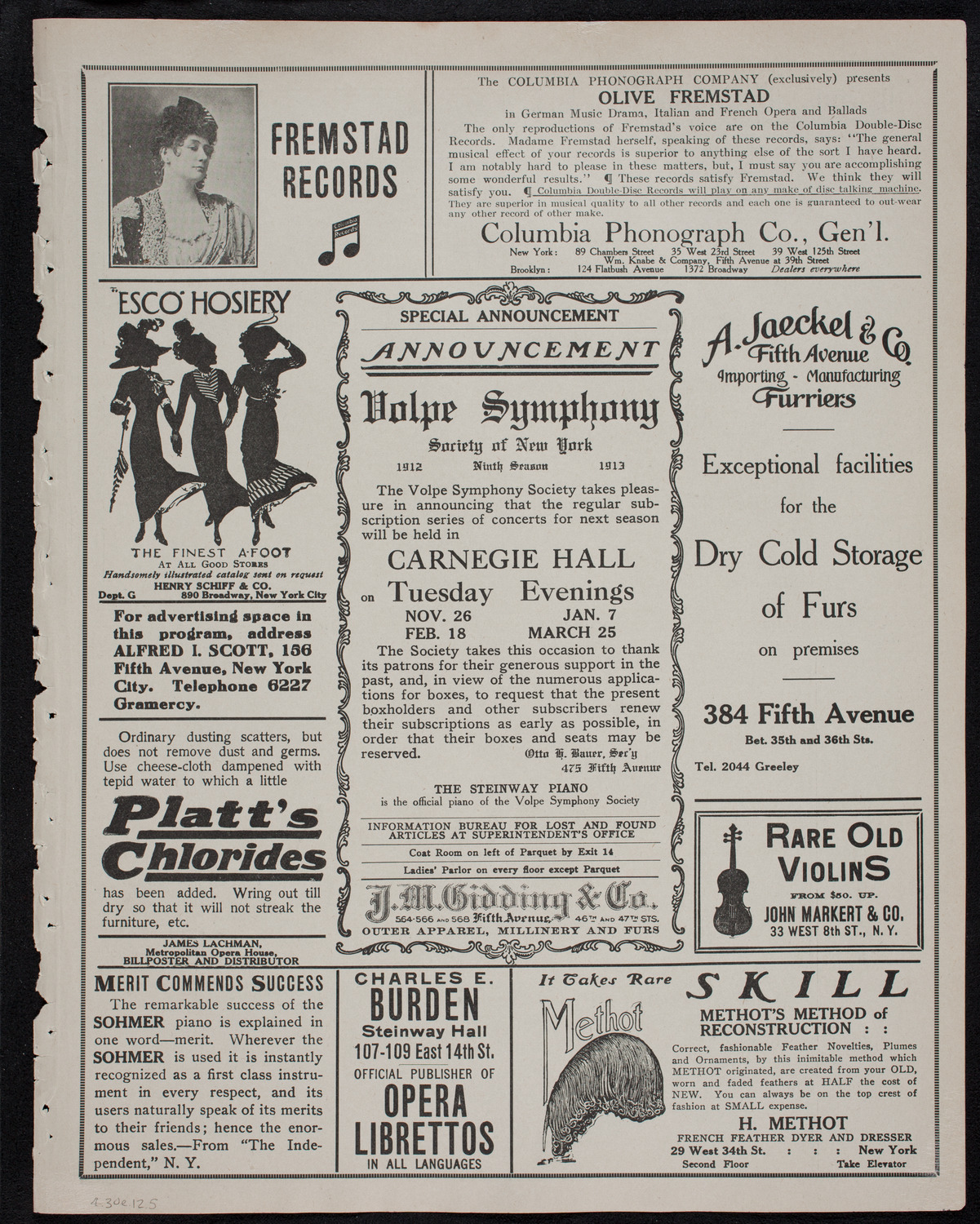 Olive Fremstad, Mezzo-Soprano, April 30, 1912, program page 9