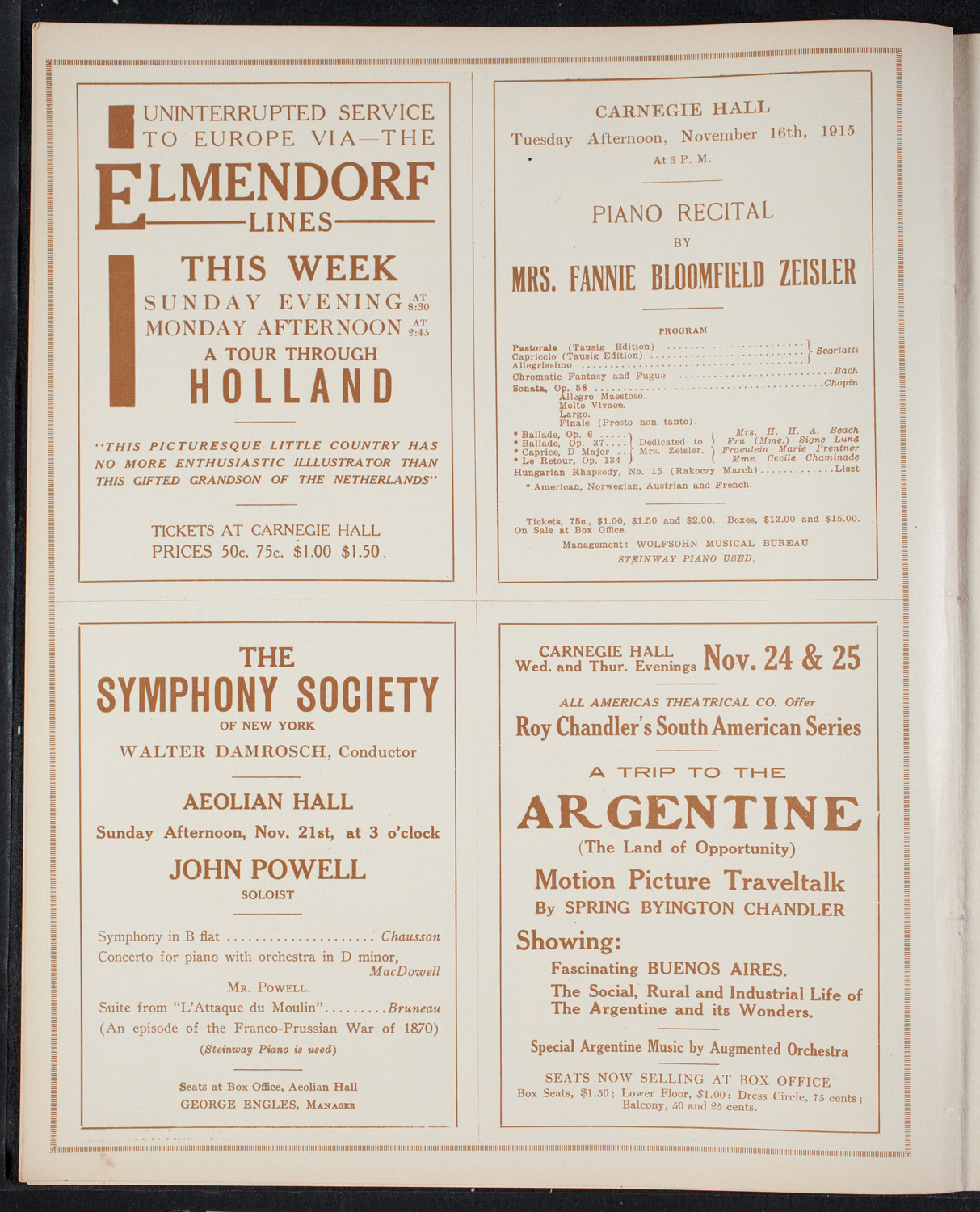 Leopold Godowsky, Piano, November 13, 1915, program page 8