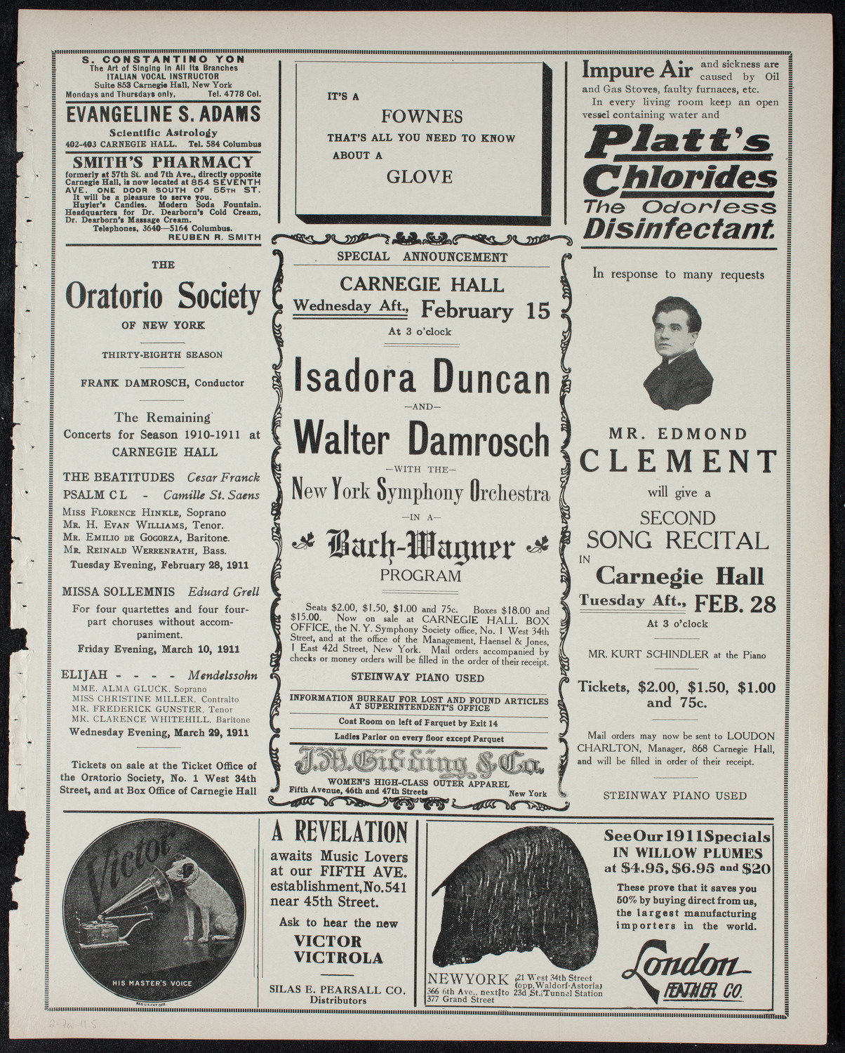 Maurice Renaud, Baritone, February 7, 1911, program page 9