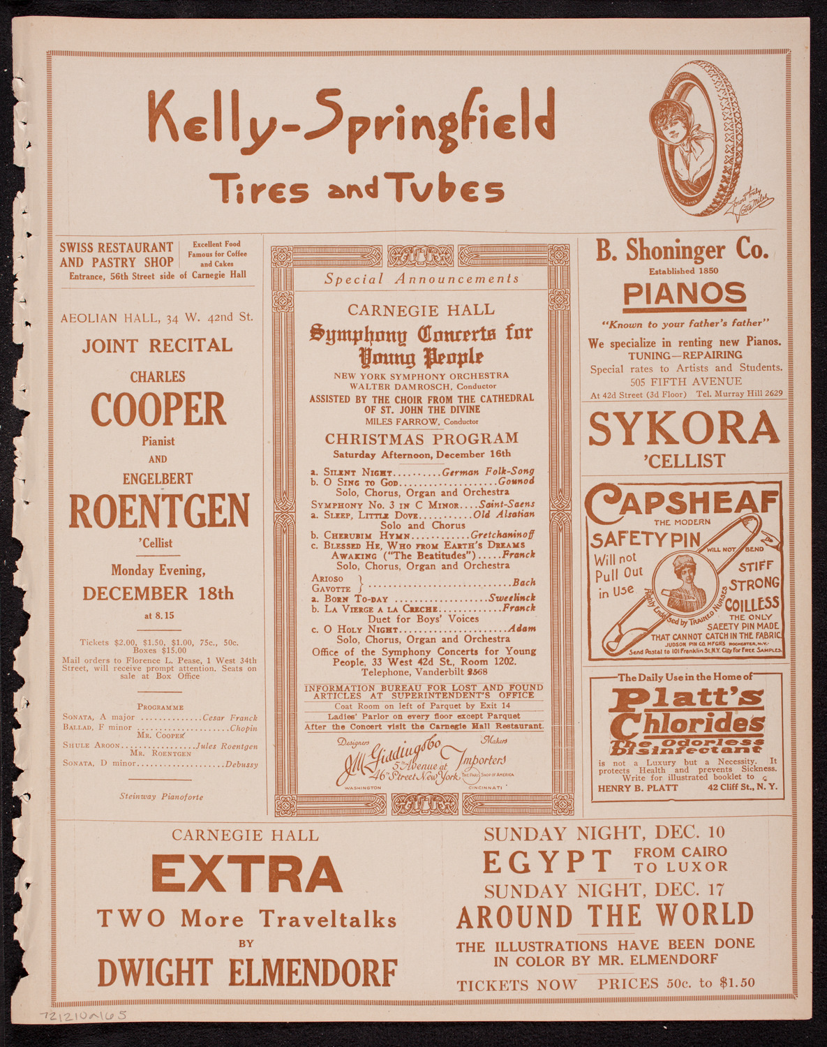 Fritz Kreisler, Violin, assisted by Carl Friedberg, Piano, December 10, 1916, program page 9