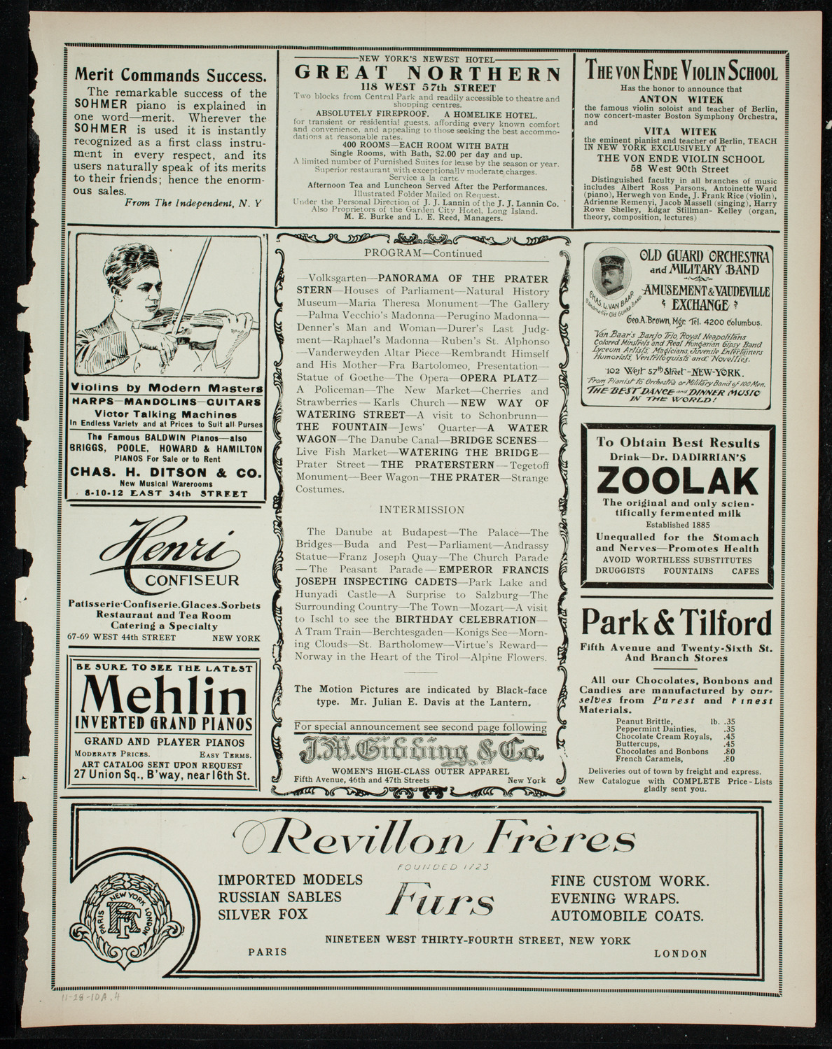 Elmendorf Lecture: Vienna, November 28, 1910, program page 7