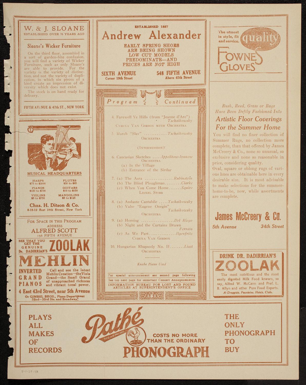 Arnold Volpe and his Symphony Orchestra, May 1, 1920, program page 7