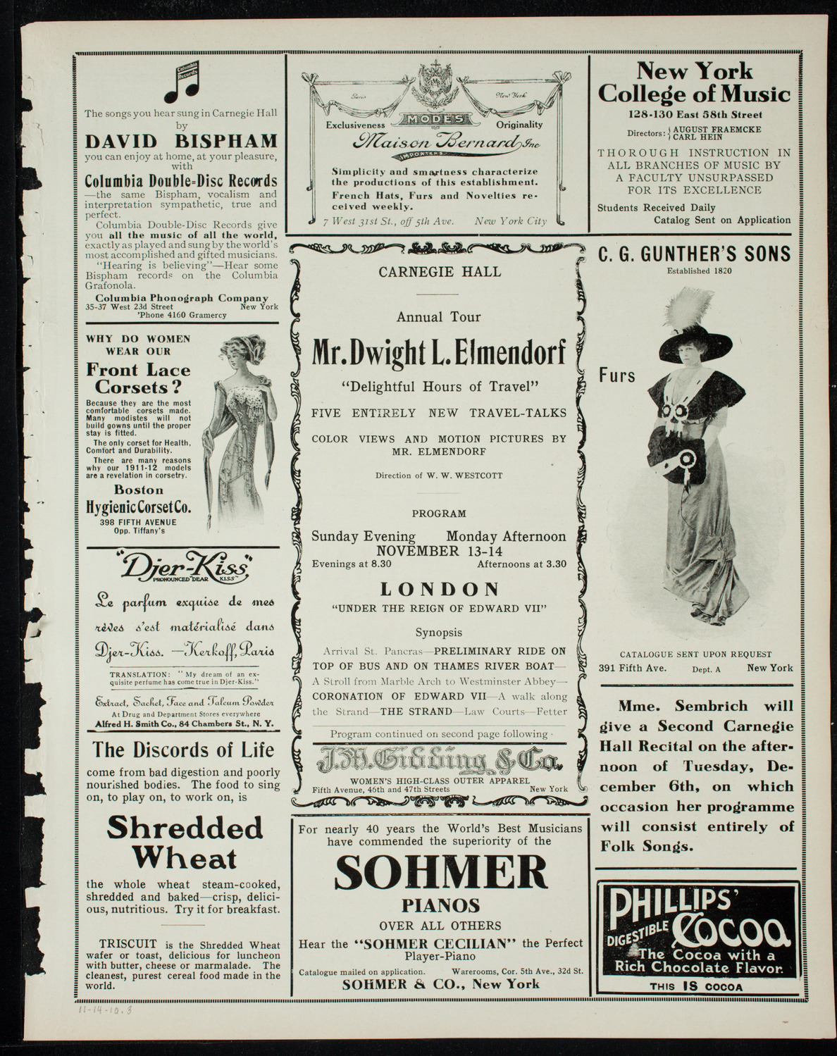 Elmendorf Lecture: London, November 14, 1910, program page 5