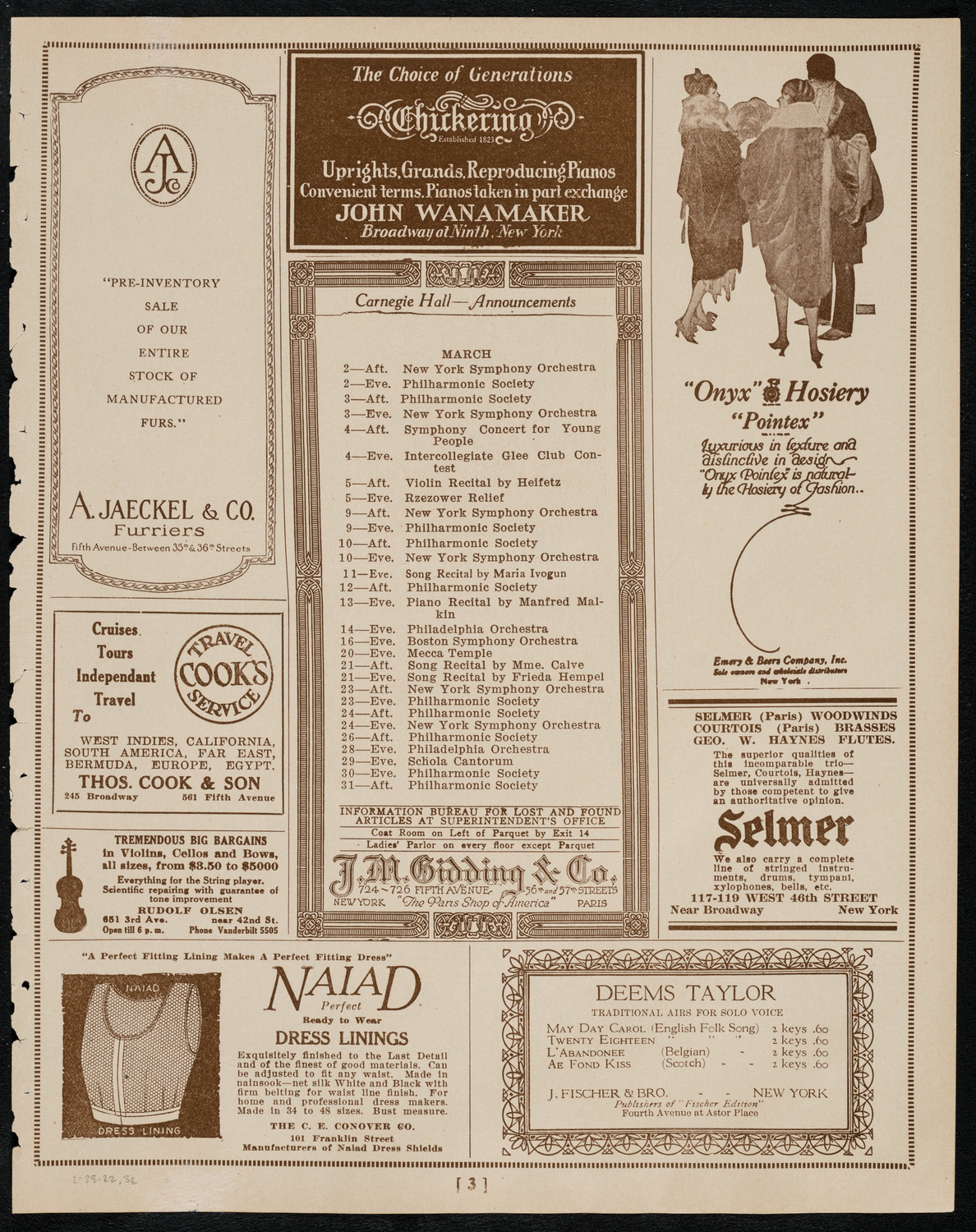 Philadelphia Orchestra, February 28, 1922, program page 3