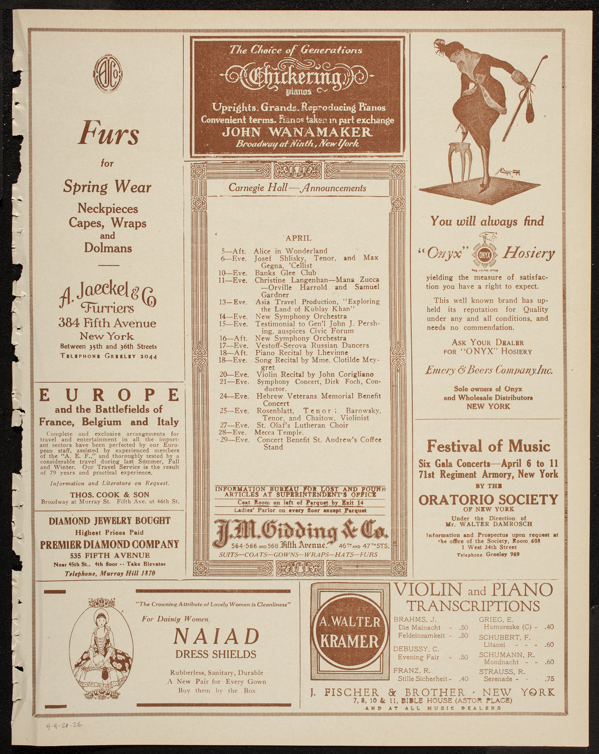 Eddy Brown, Violin, and Anna Booke, Soprano, April 4, 1920, program page 3