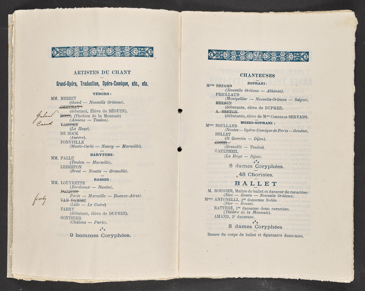 Tableau de la Troupe por l'anné théatrale 1892-1893, page 5 of 12