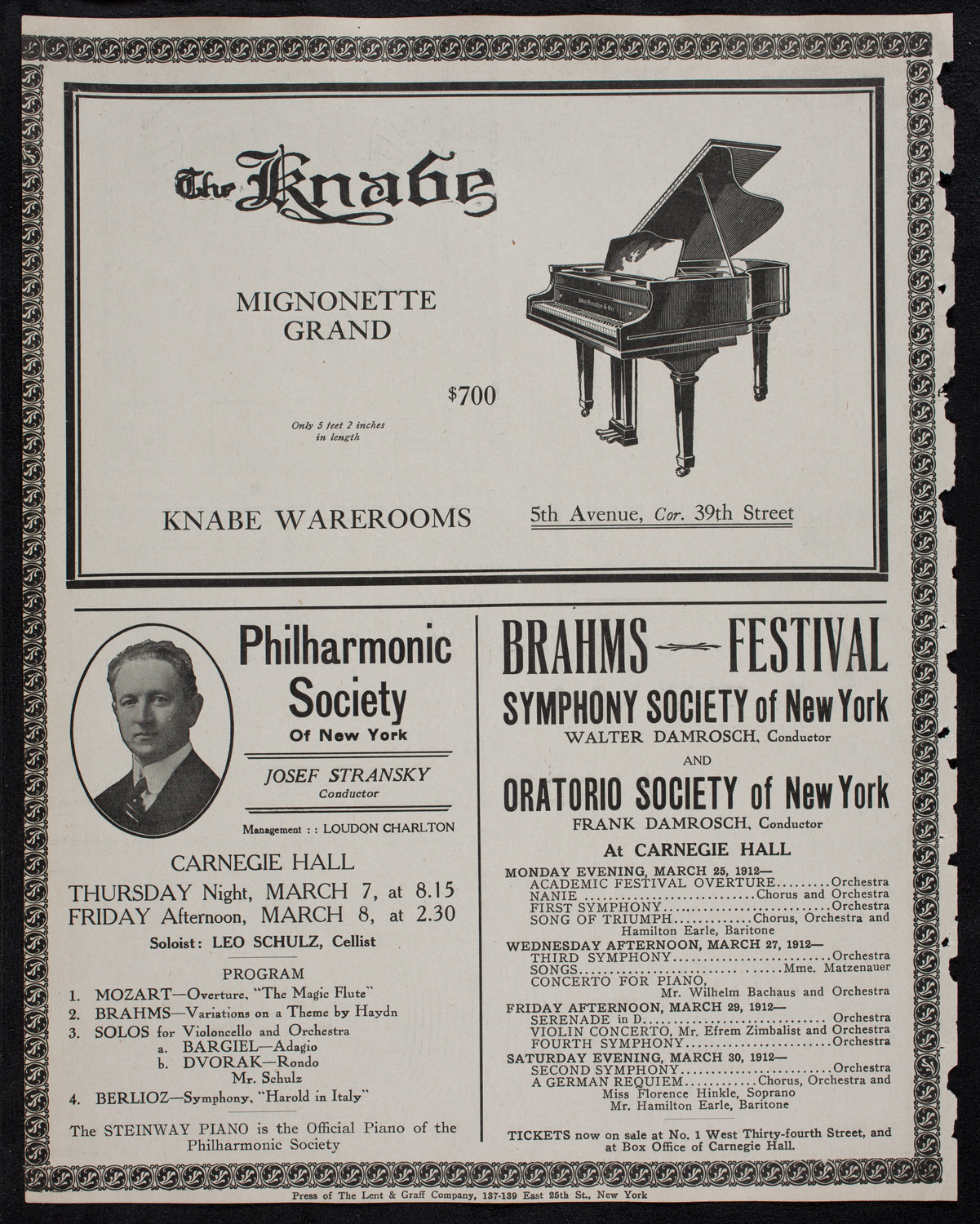 New York Philharmonic, February 29, 1912, program page 12