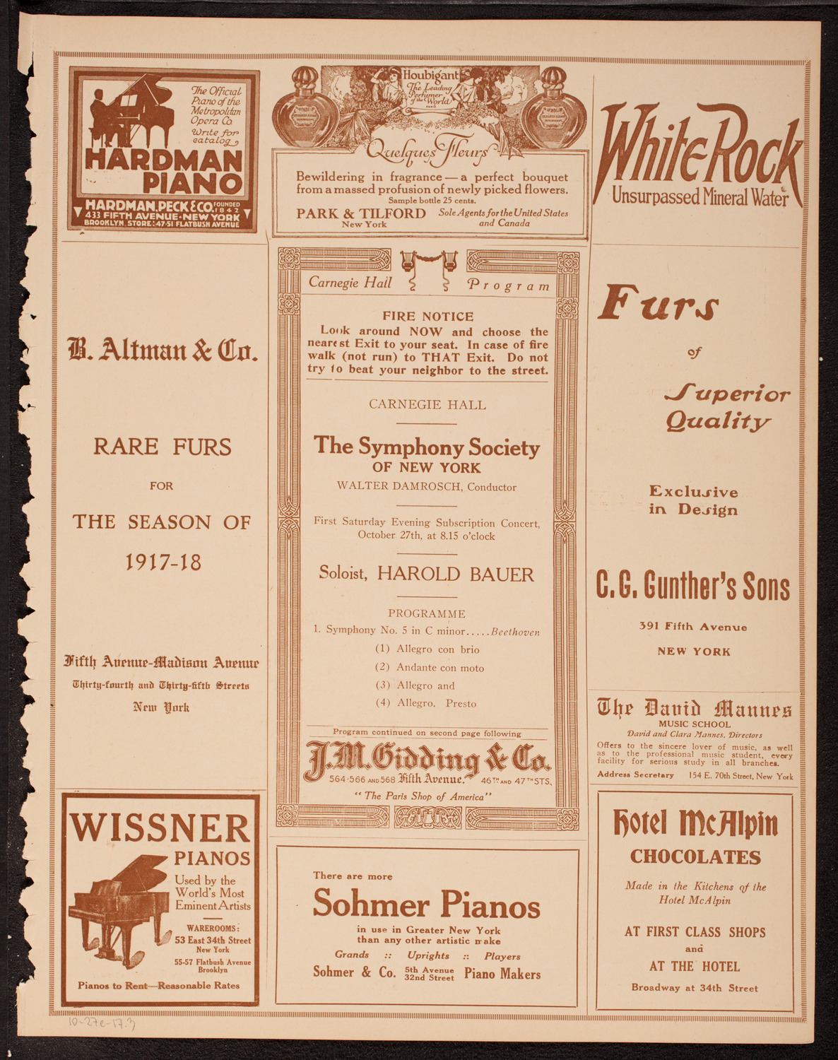 New York Symphony Orchestra, October 27, 1917, program page 5