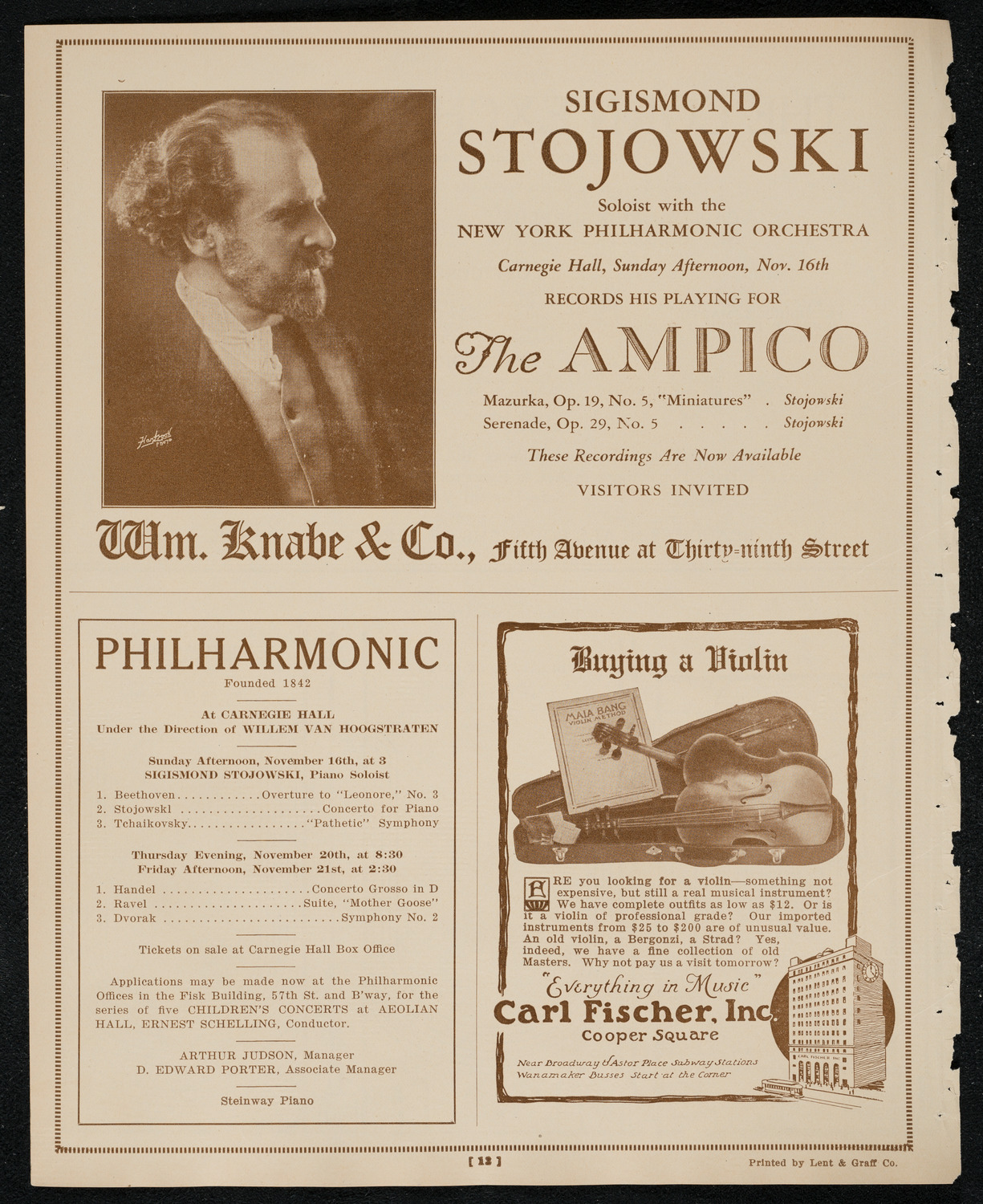 New York Philharmonic, November 14, 1924, program page 12