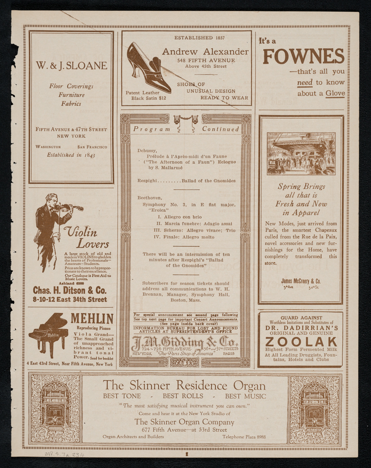 Boston Symphony Orchestra, April 7, 1923, program page 7