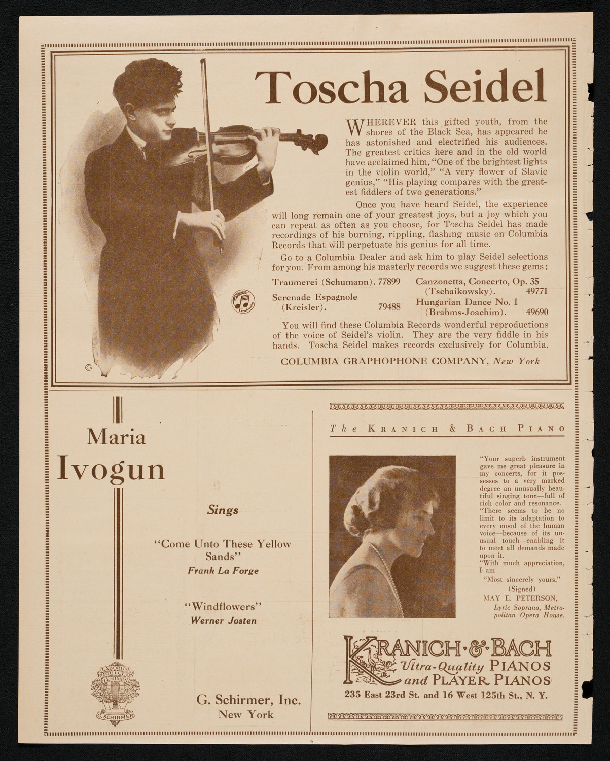 Joan Manén, Violin, January 8, 1923, program page 6